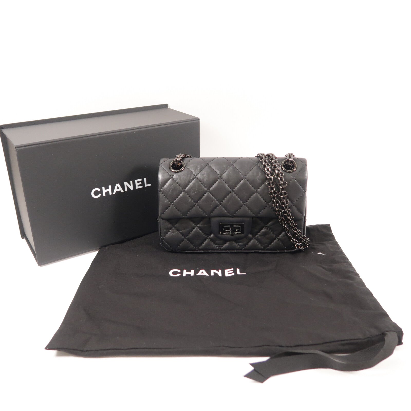 CHANEL 牛皮皮革2.55 Mini鏈帶肩背袋