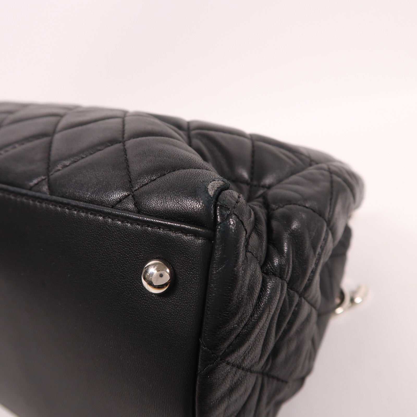 CHANEL 【激減優惠】羊皮皮革Shoulder Tote銀扣鏈帶肩背袋