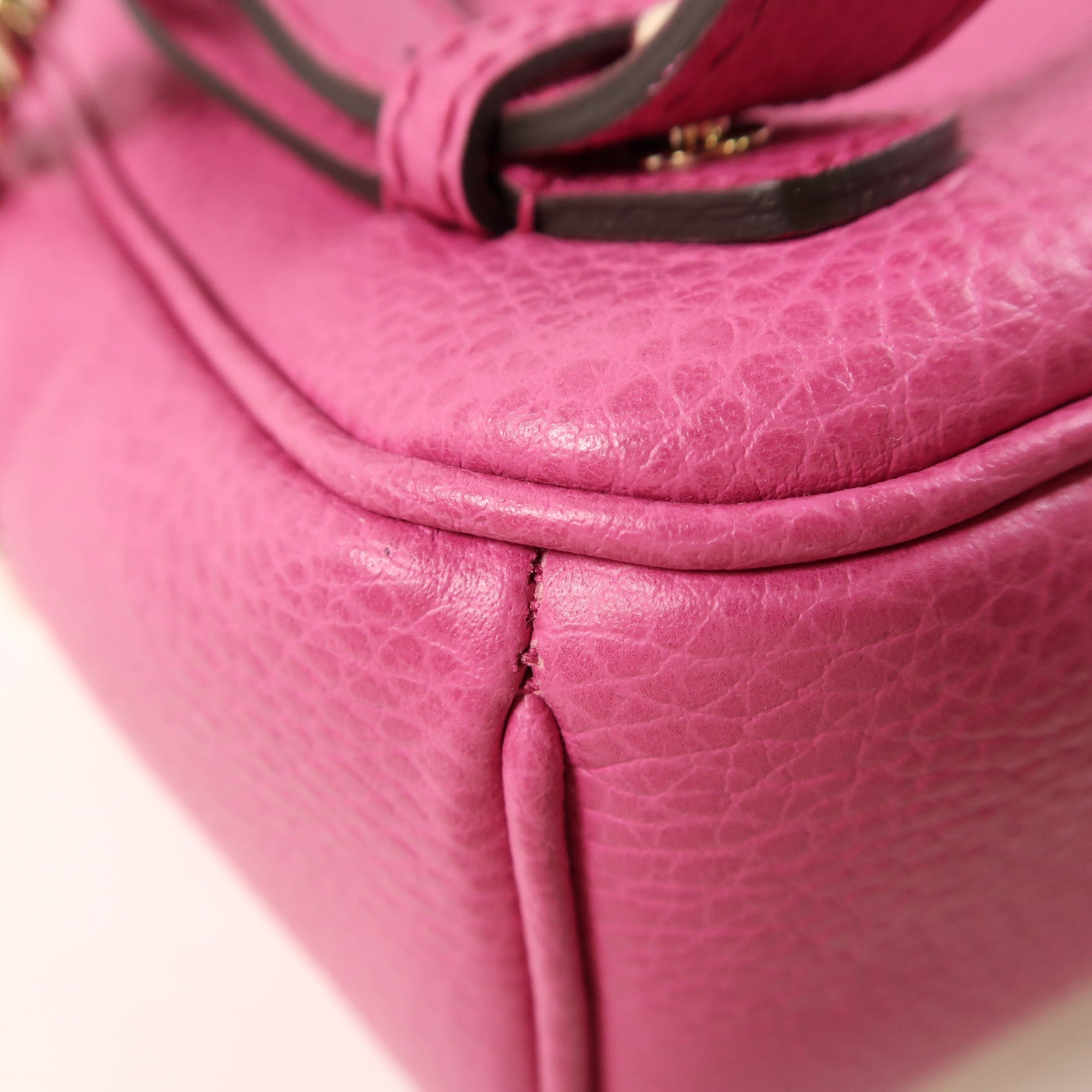 GUCCI 牛皮皮革Backpack金扣鏈帶背包桃紅色