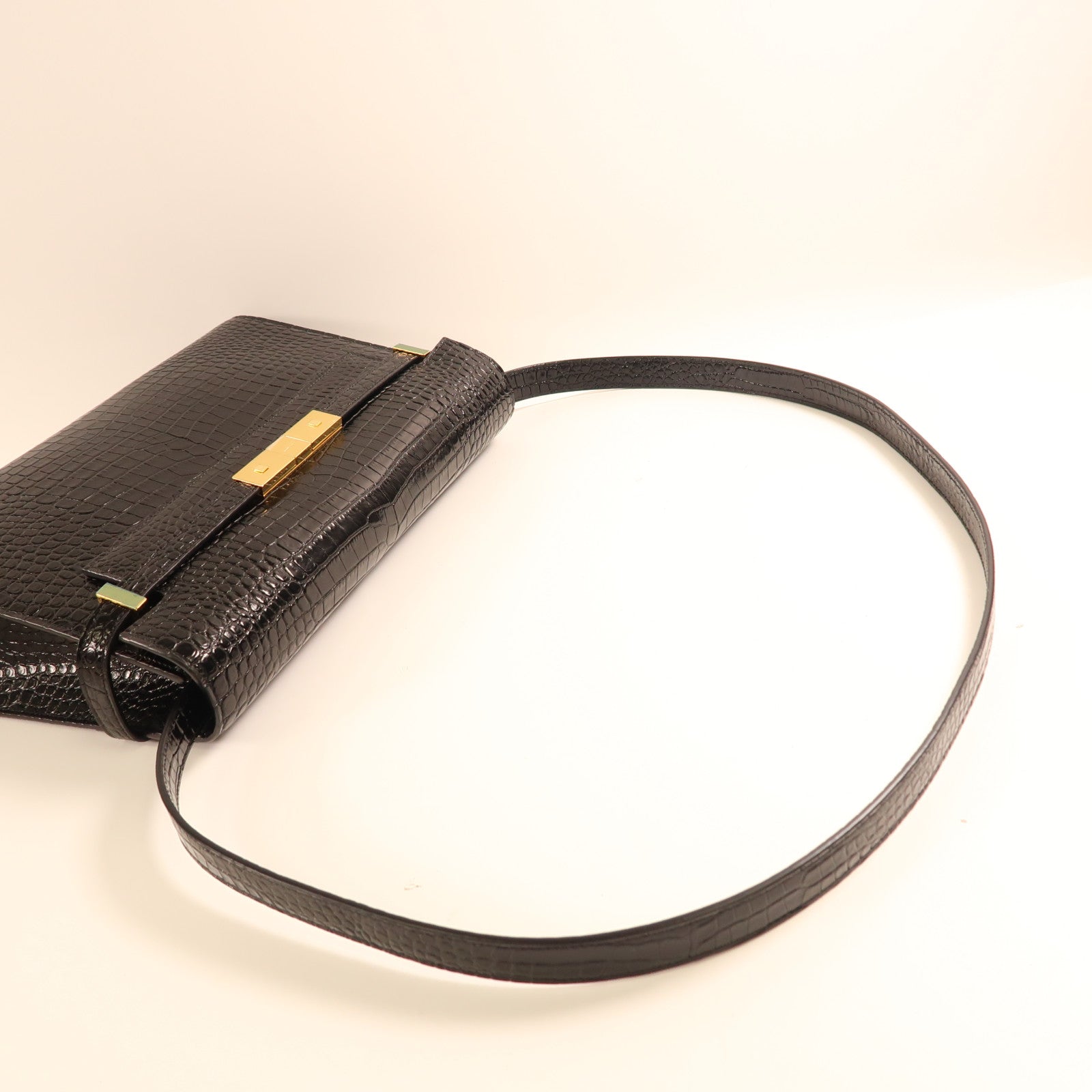 SAINT LAURENT 鱷魚皮革Manhattan In Box金扣肩背袋