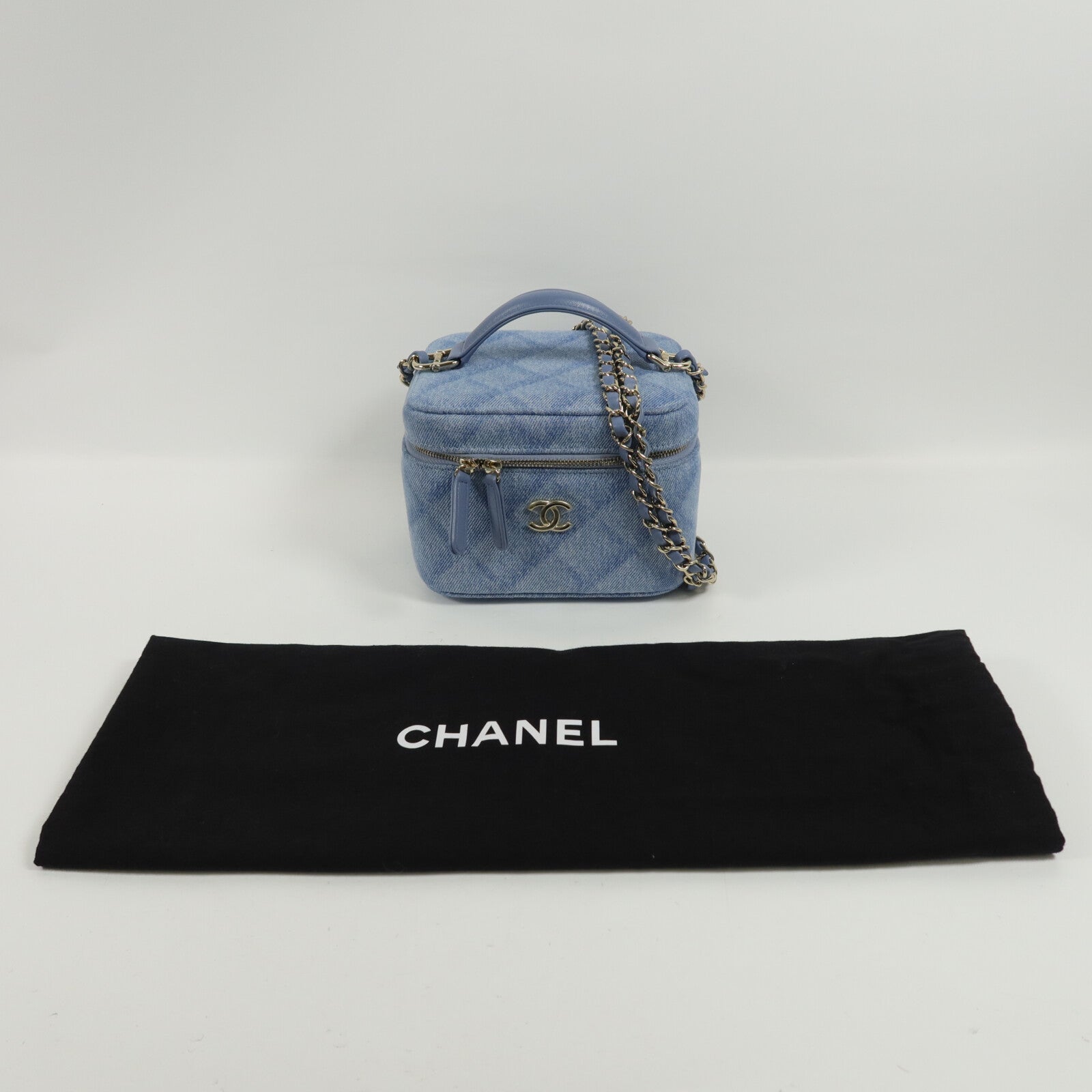 CHANEL 牛仔布Vanity Case手挽肩背兩用袋
