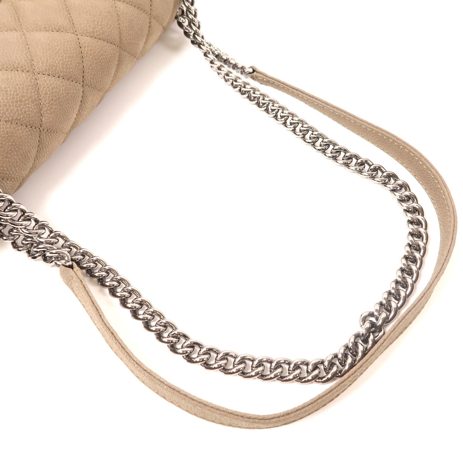CHANEL 牛皮皮革Shoulder Bag銀扣肩背袋