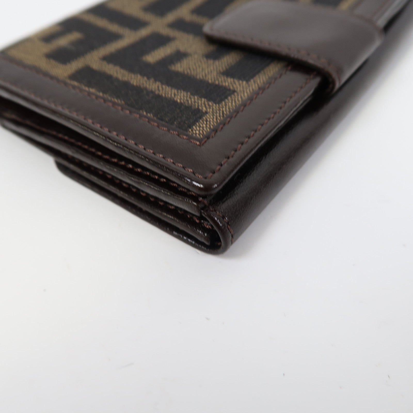 FENDI 帆布/皮革Wallet銀扣錢包啡色
