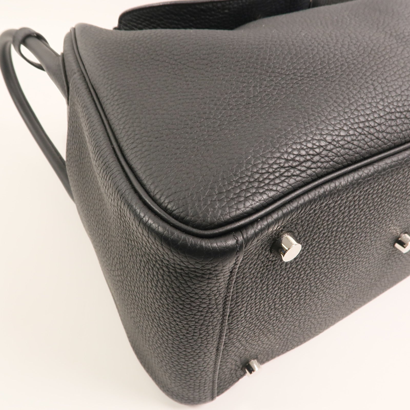 HERMES Clemence皮革Lindy 30銀扣手挽肩背兩用袋Noir