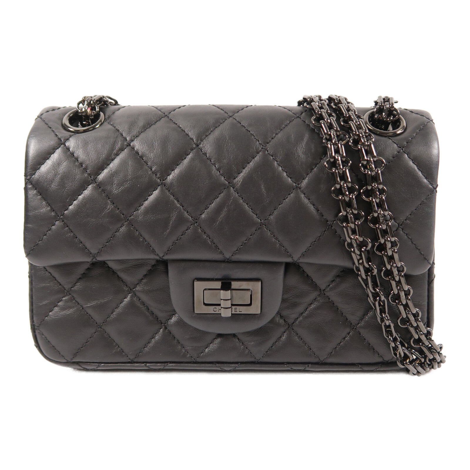 CHANEL 牛皮皮革2.55 Mini鏈帶肩背袋