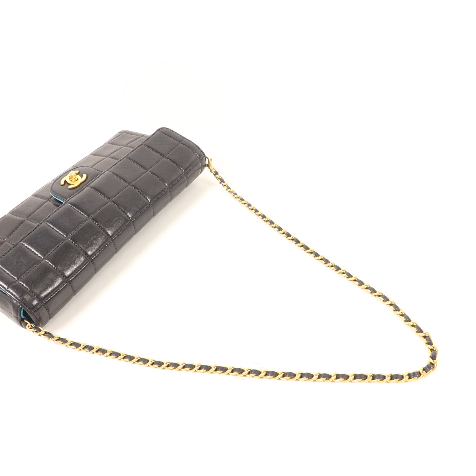 CHANEL 羊皮皮革Chocolate Bar Vintage金扣鏈帶肩背袋