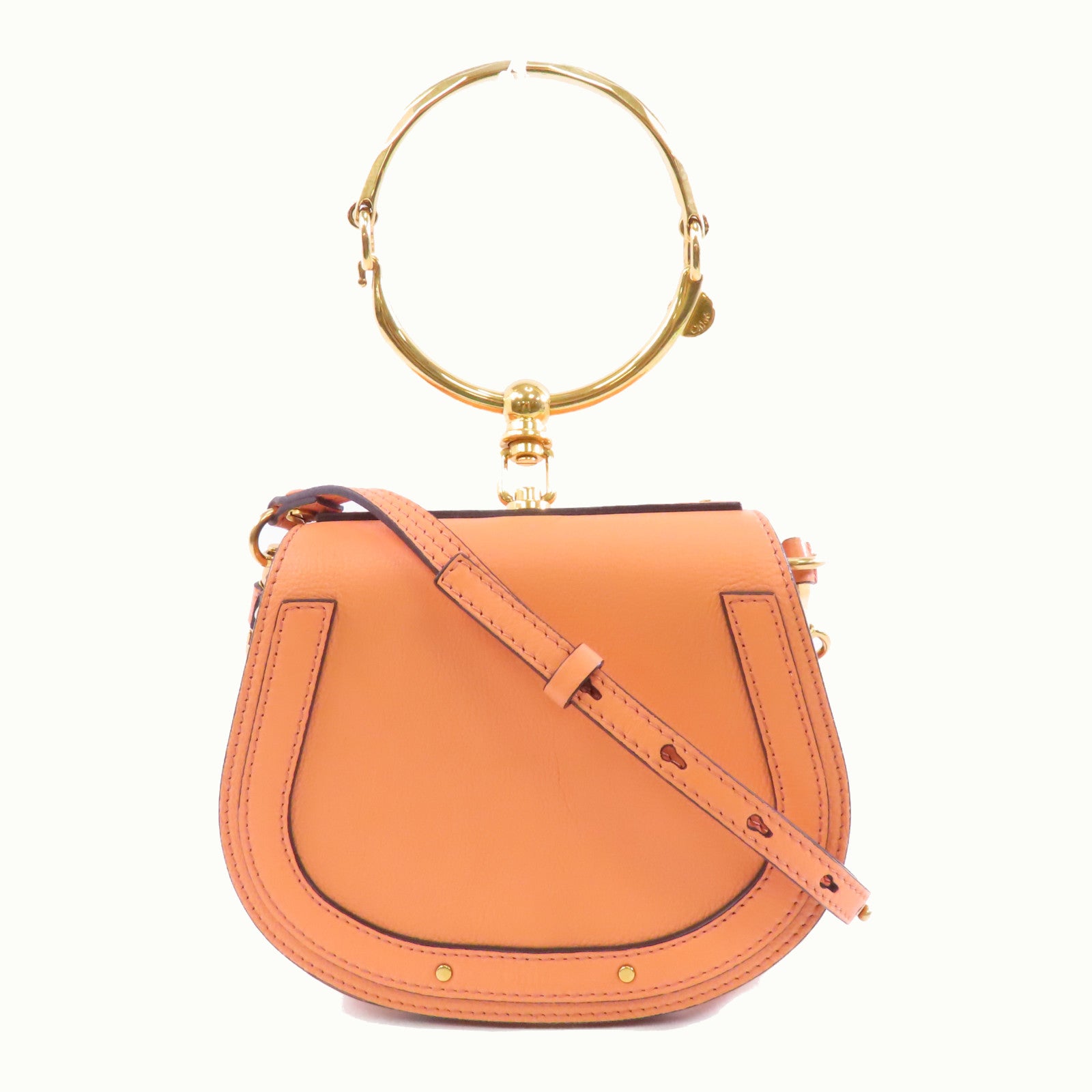 Chloe 【激減優惠】牛皮皮革Shoulder Bag金扣手挽肩背兩用袋橙色