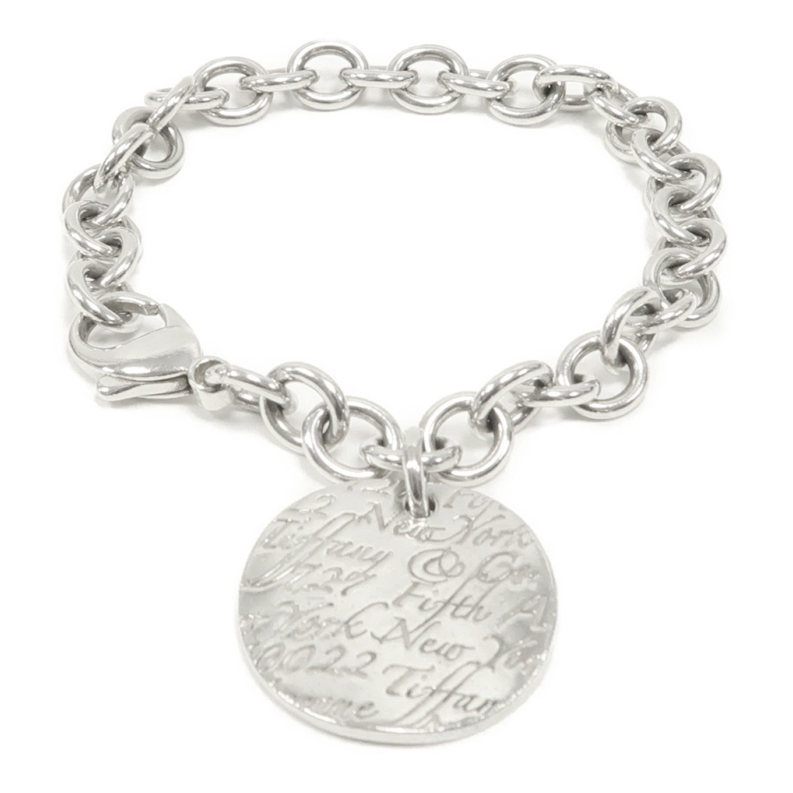 TIFFANY＆CO 925純銀Fifth Avenue New York Round Tag Bracelet手鏈