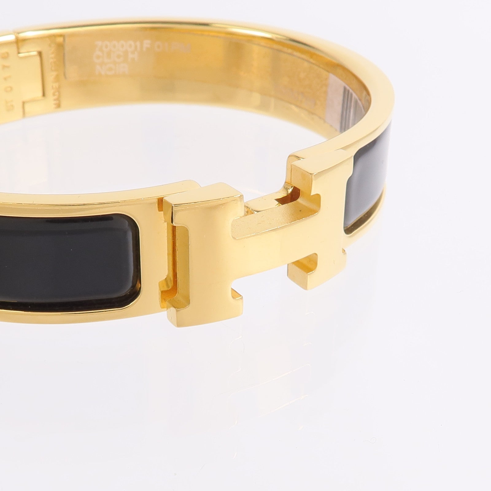 HERMES 金屬/琺瑯Clic H Bracelet手鐲Noir
