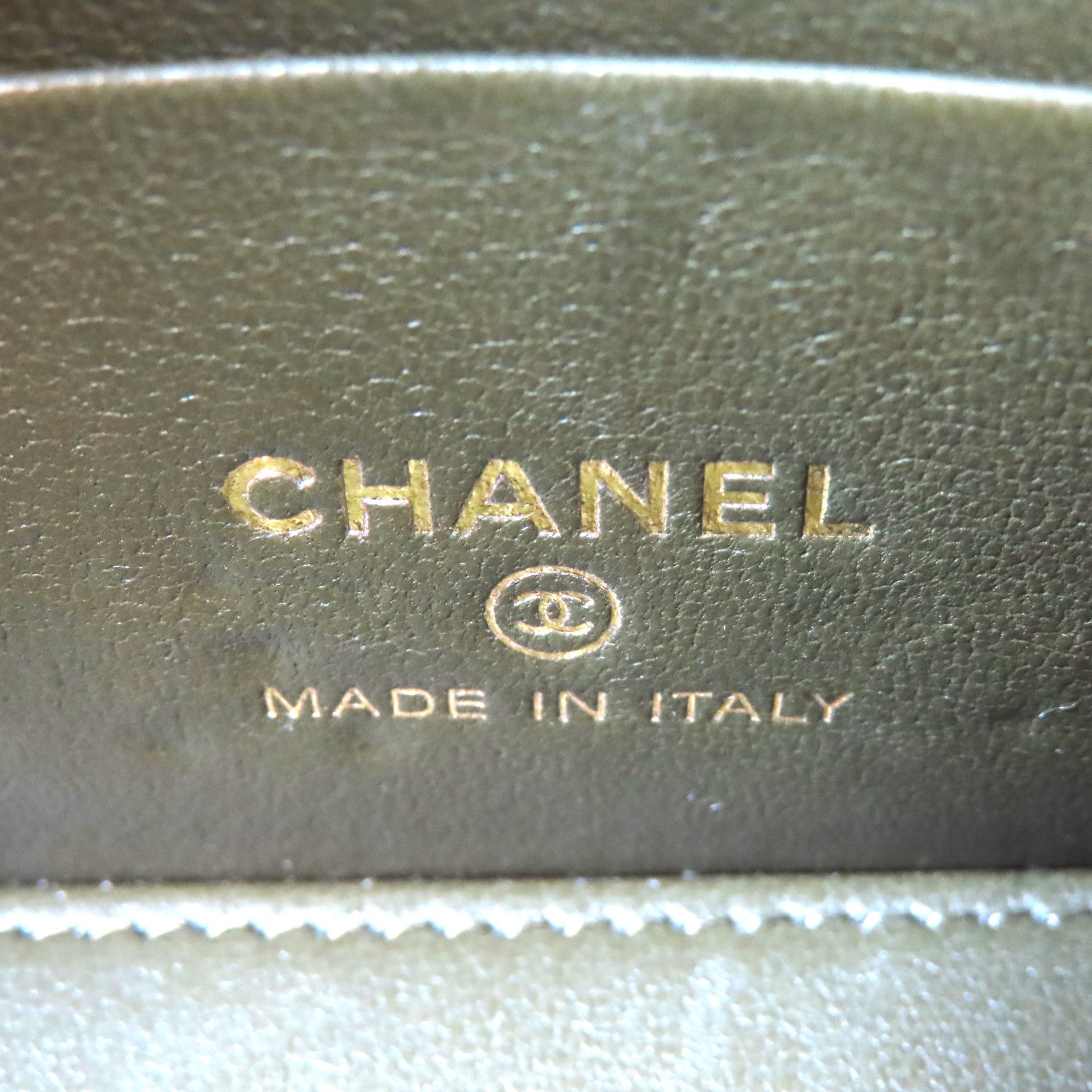 CHANEL 菱格羊皮皮革Vanity Bag金扣鏈帶肩背袋綠色
