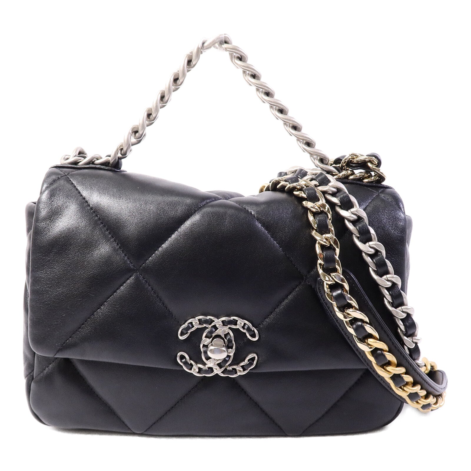 CHANEL 羊皮皮革Chanel 19 Small鏈帶手挽肩背兩用袋