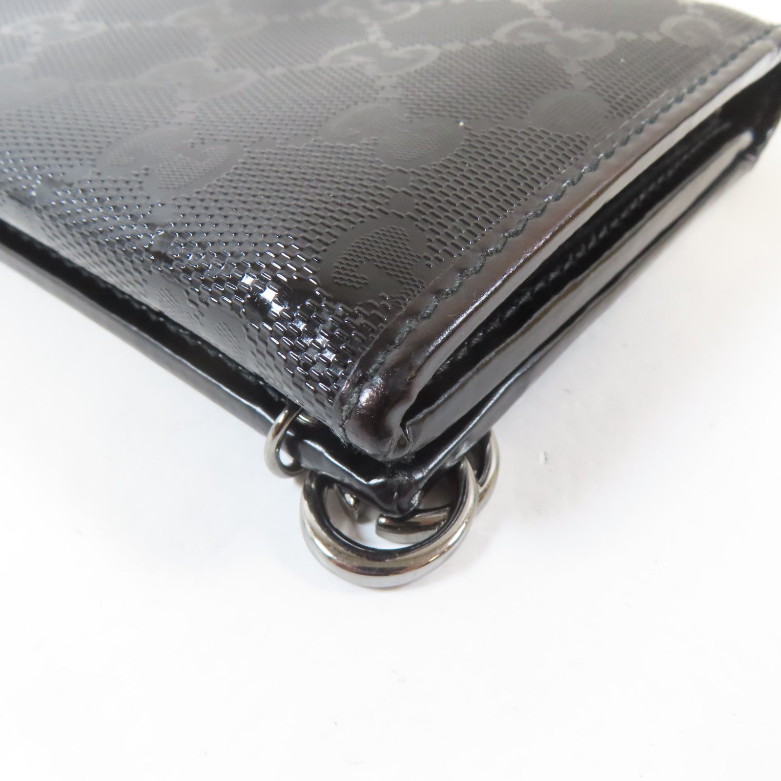 GUCCI 塗層帆布Long Wallet黑扣長錢包黑色
