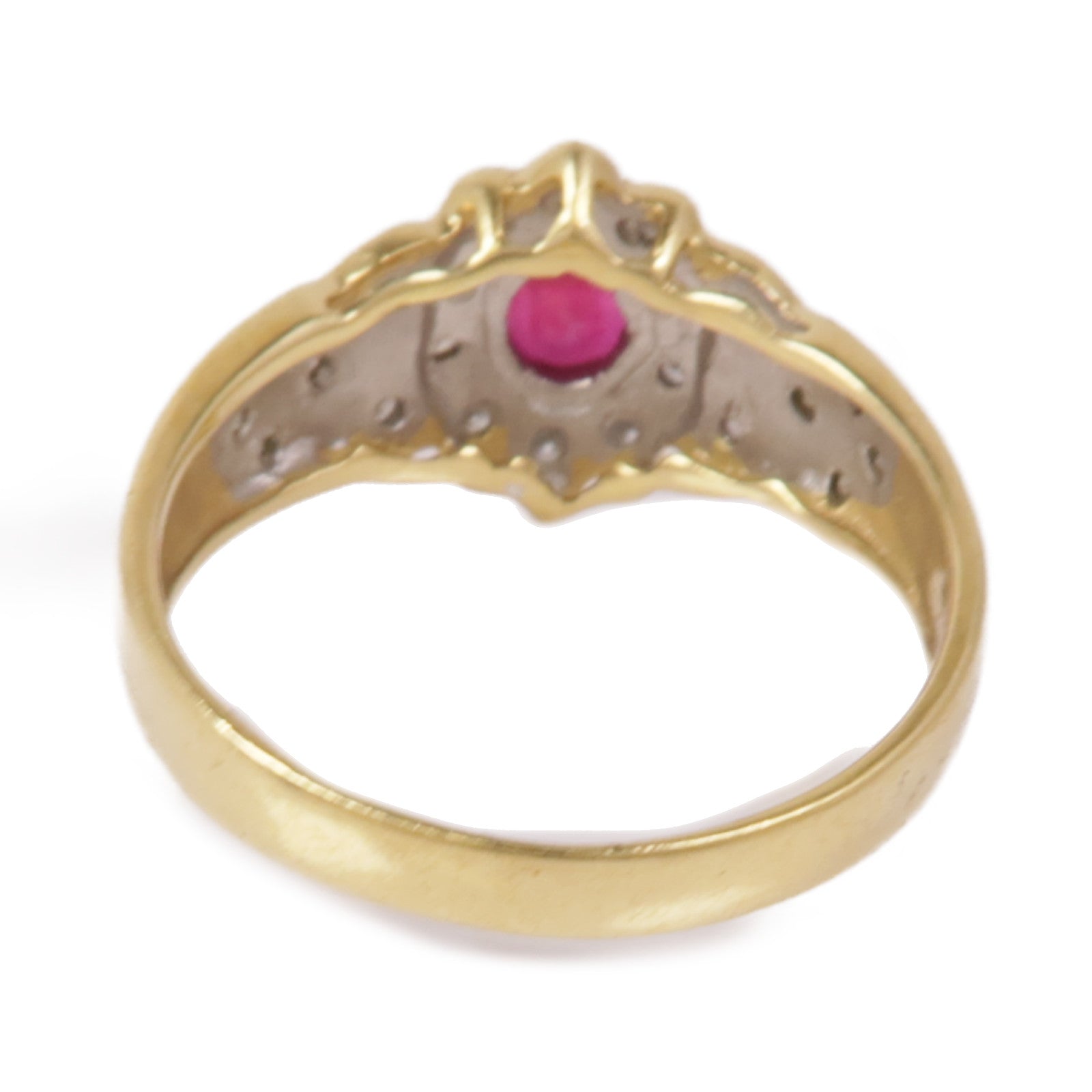 JEWELRY 【激減優惠】18K黃金Ruby/Diamond Ring紅寶石/鑽石戒指US#6