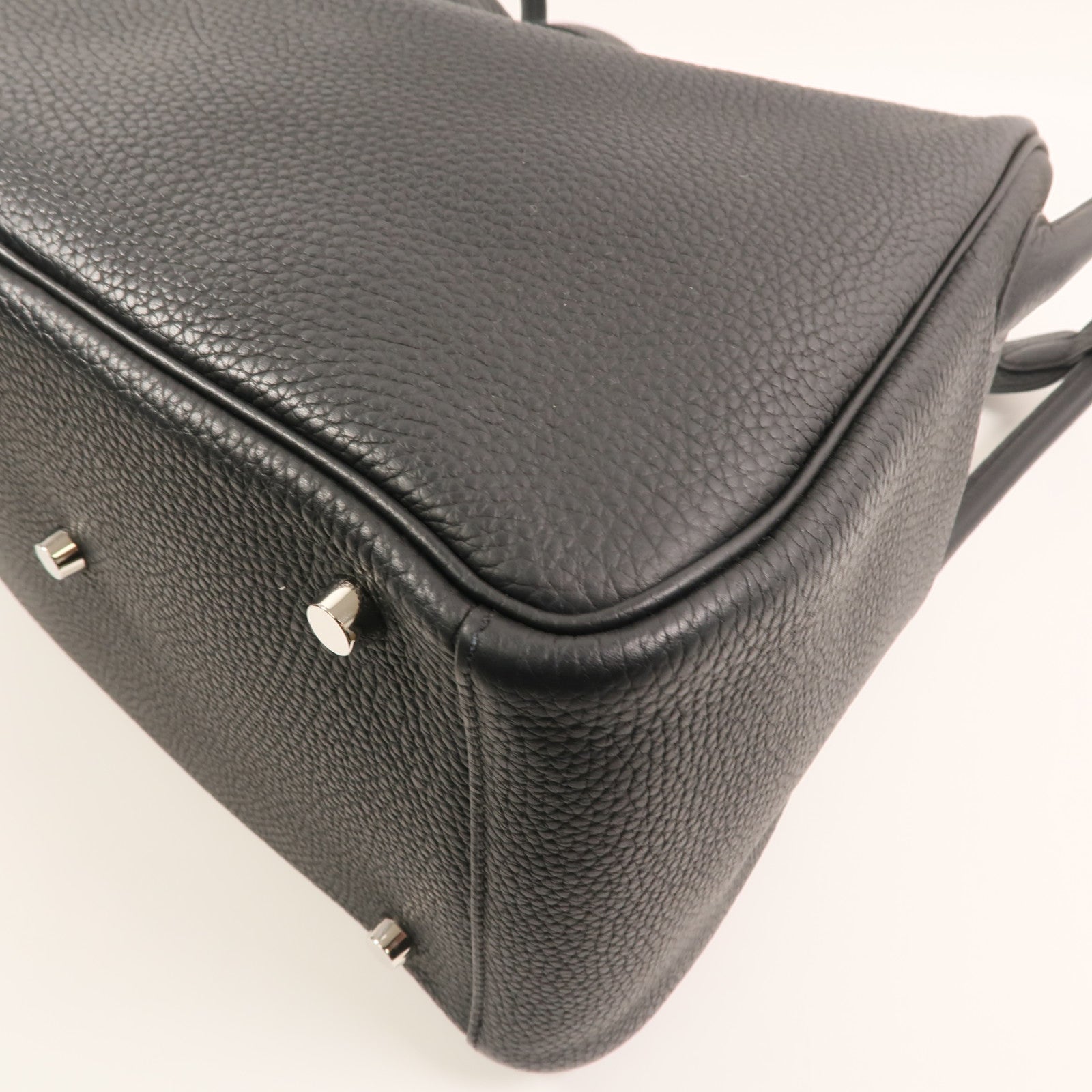 HERMES Clemence皮革Lindy 30銀扣手挽肩背兩用袋Noir