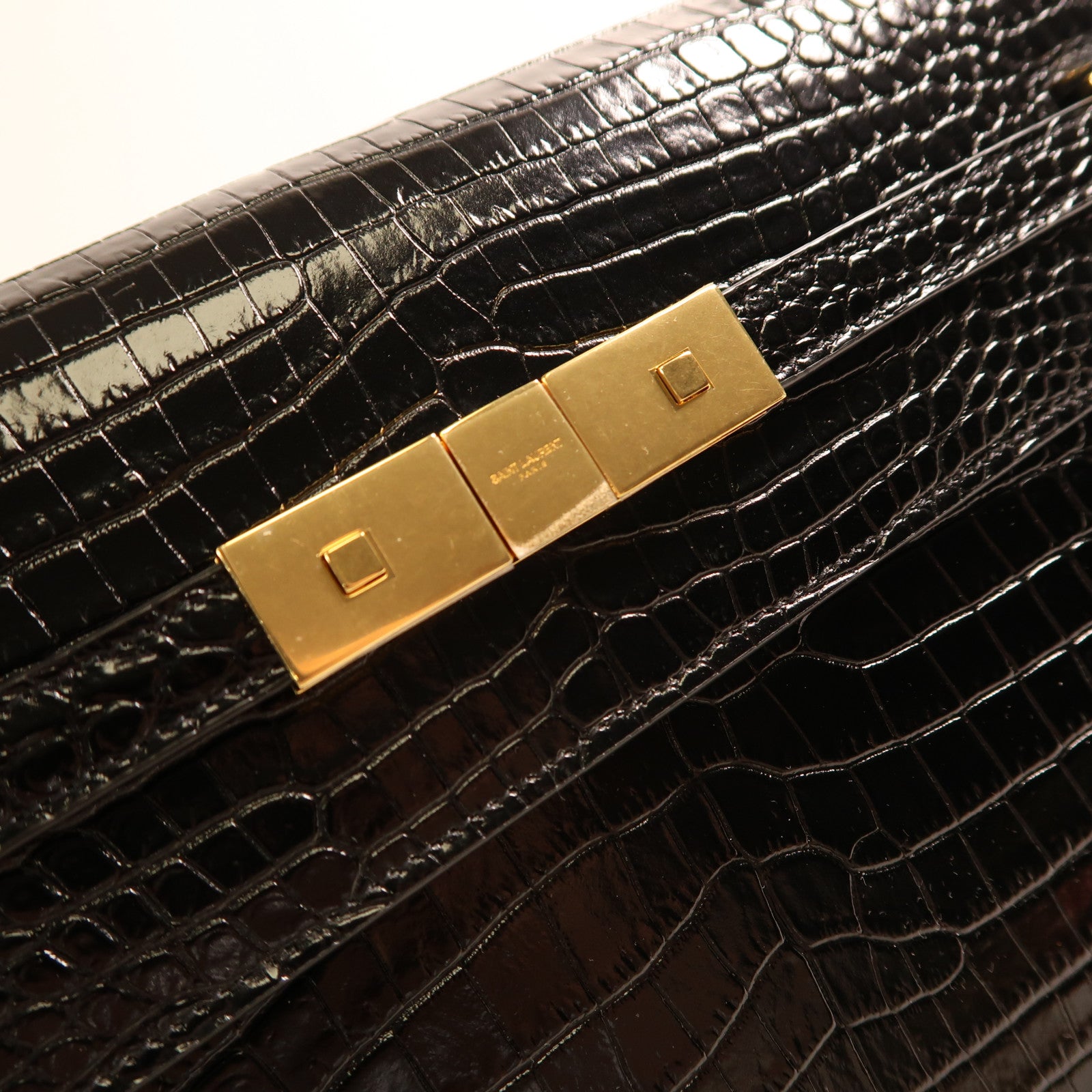 SAINT LAURENT 鱷魚皮革Manhattan In Box金扣肩背袋