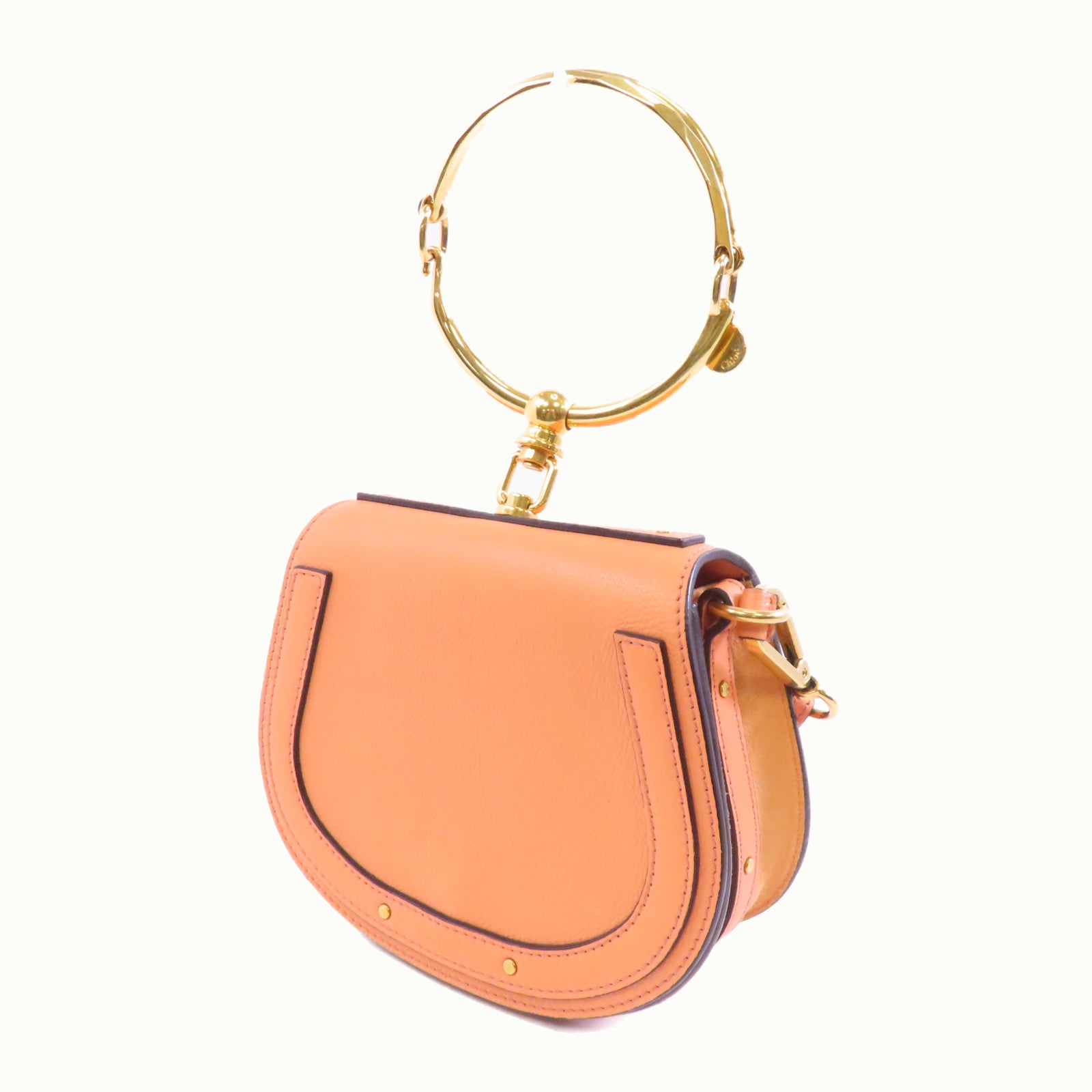 Chloe 【激減優惠】牛皮皮革Shoulder Bag金扣手挽肩背兩用袋橙色