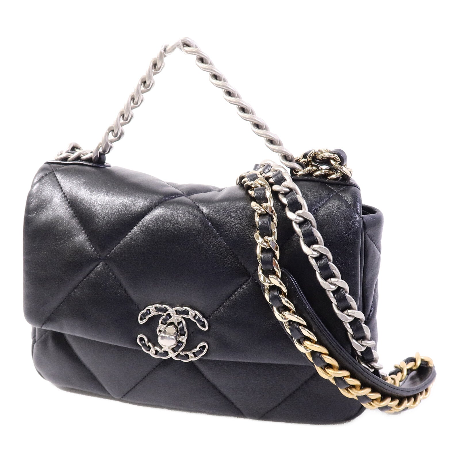 CHANEL 羊皮皮革Chanel 19 Small鏈帶手挽肩背兩用袋