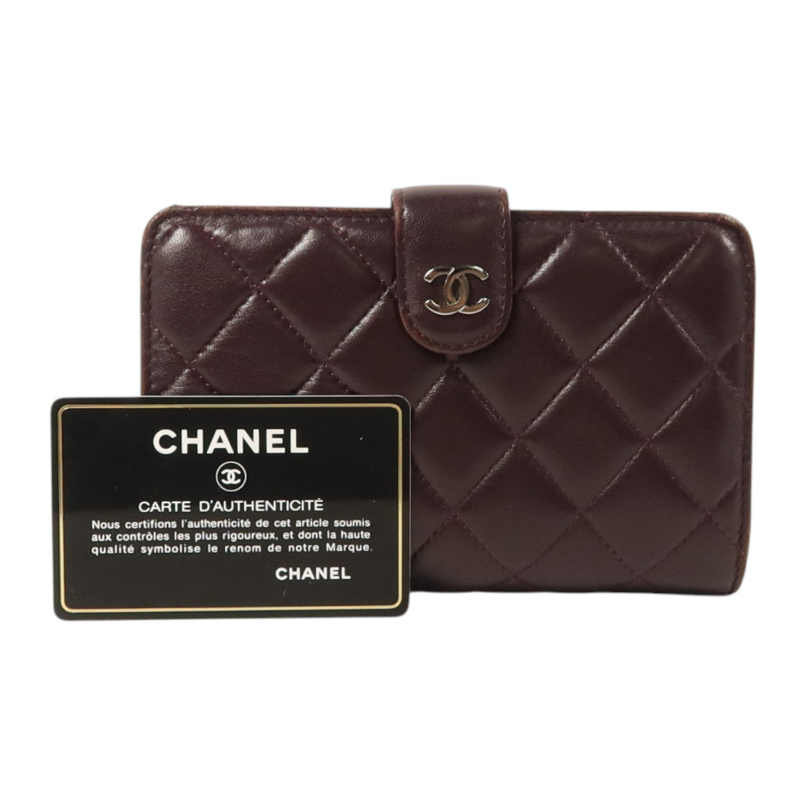 CHANEL 羊皮皮革Wallet銀扣長錢包