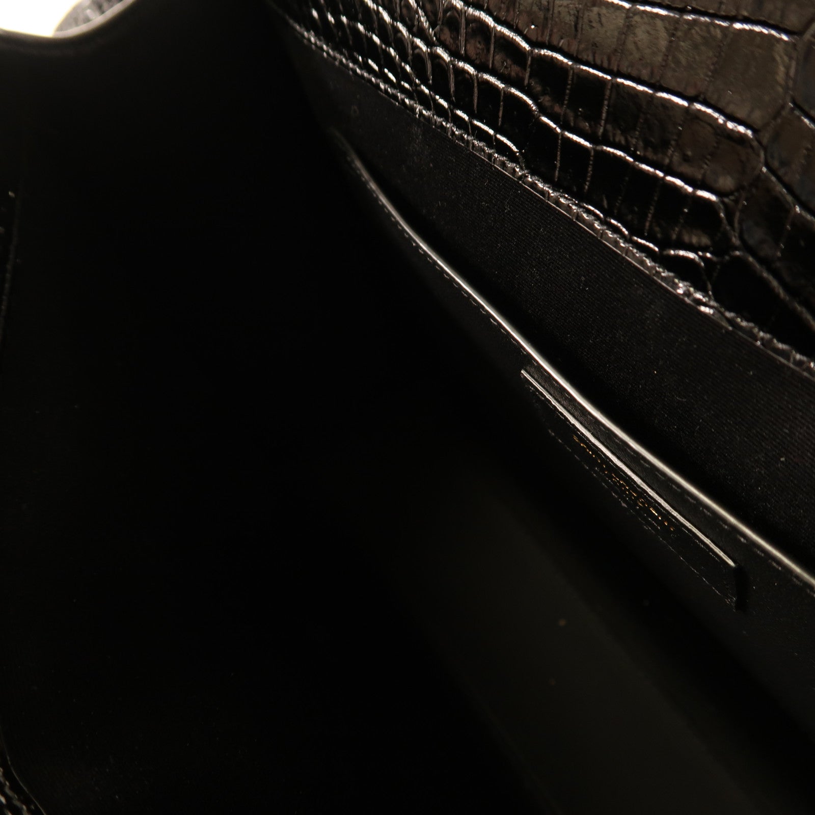 SAINT LAURENT 鱷魚皮革Manhattan In Box金扣肩背袋