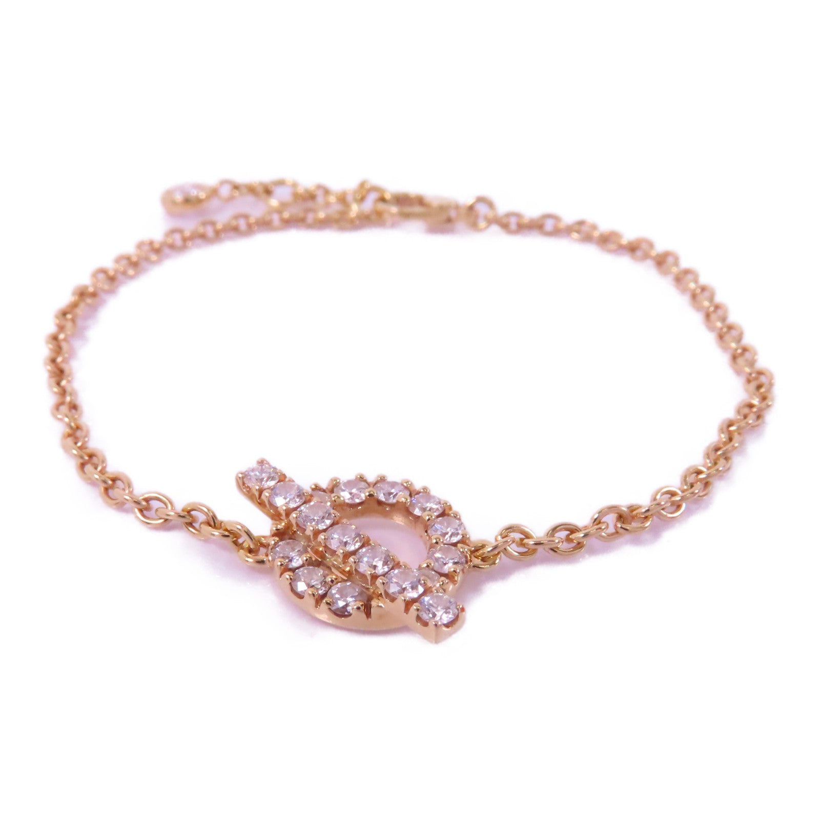 HERMES 18K玫瑰金Finesse Bracelet鑽石手鏈