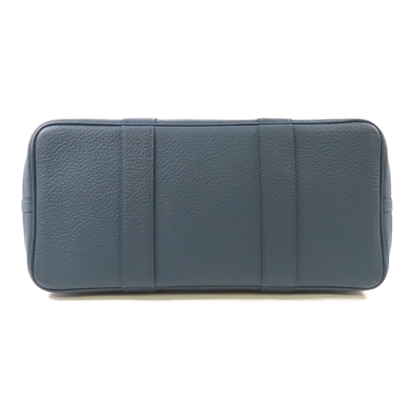 HERMES 【激減優惠】Clemence皮革Garden Party PM銀扣手挽袋Bleu Tempete