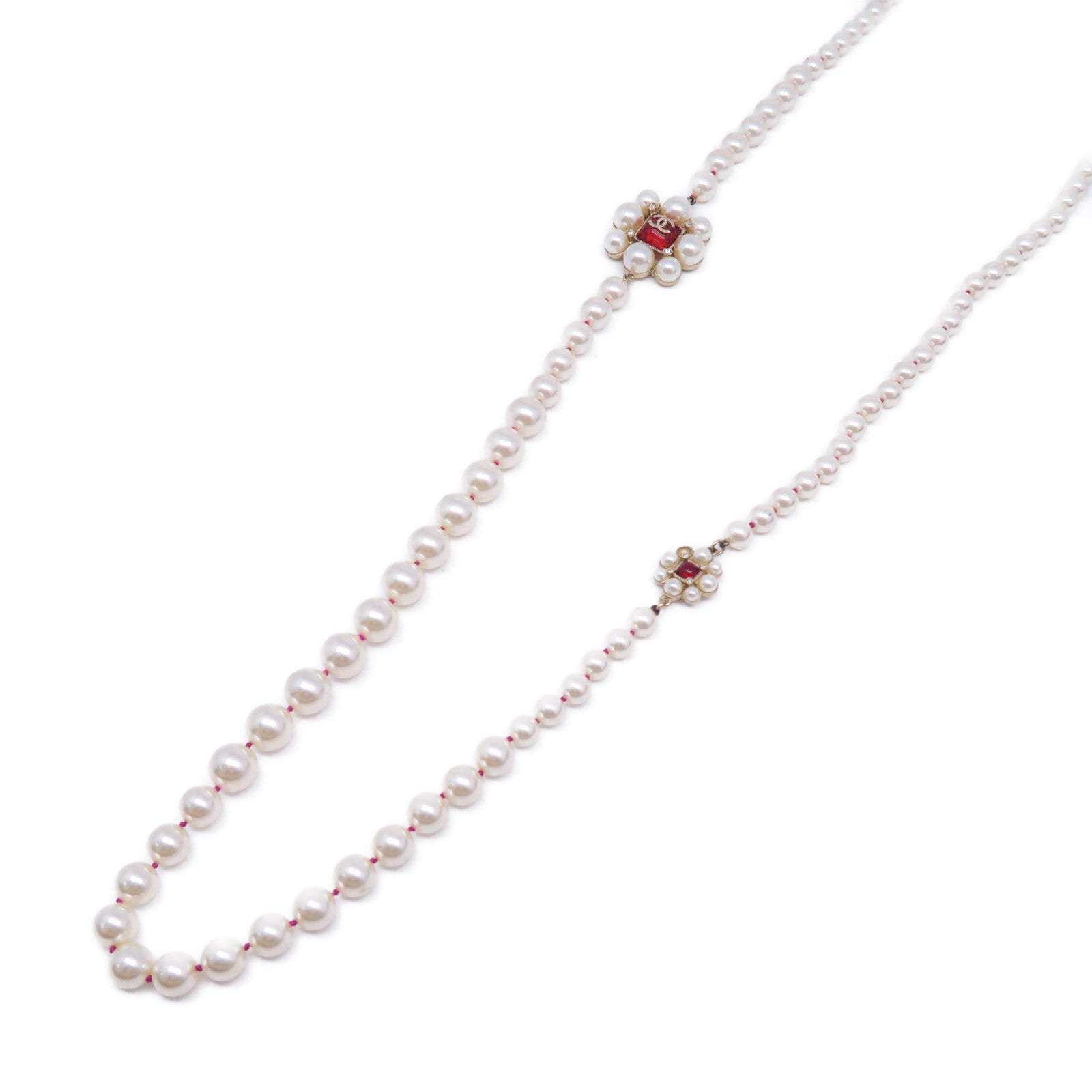 CHANEL 【激減優惠】金屬Necklace項鍊金色/紅色