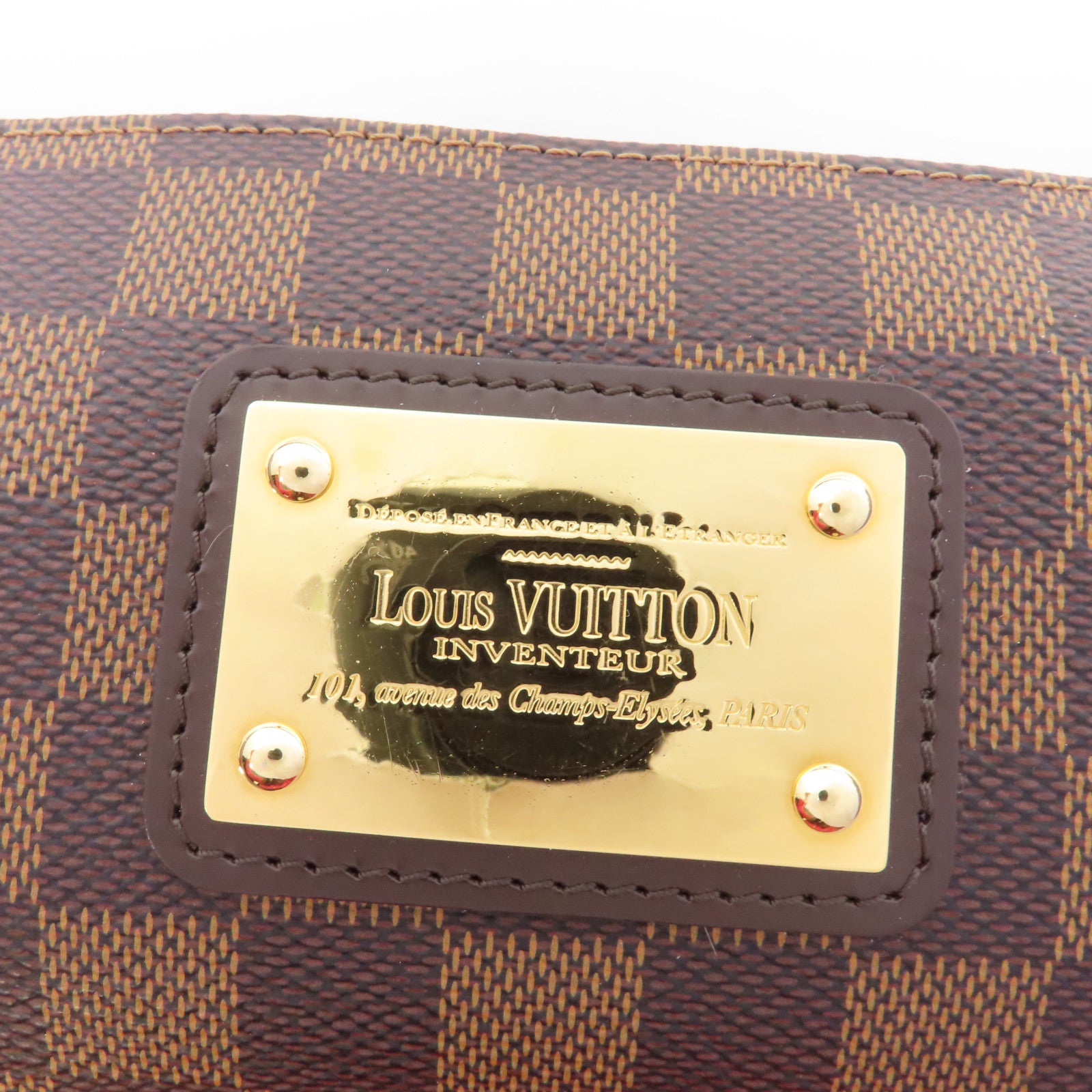 LOUIS VUITTON Damier Eva金扣手挽肩背兩用袋棕色
