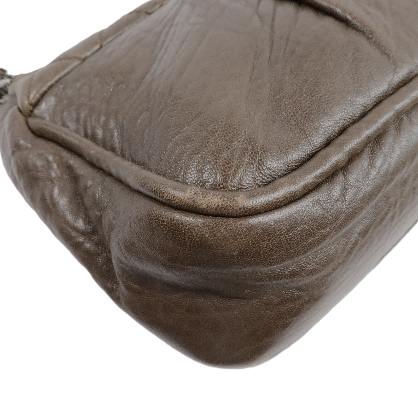 CHANEL 牛皮皮革Shoulder Bag銀扣鏈帶肩背袋