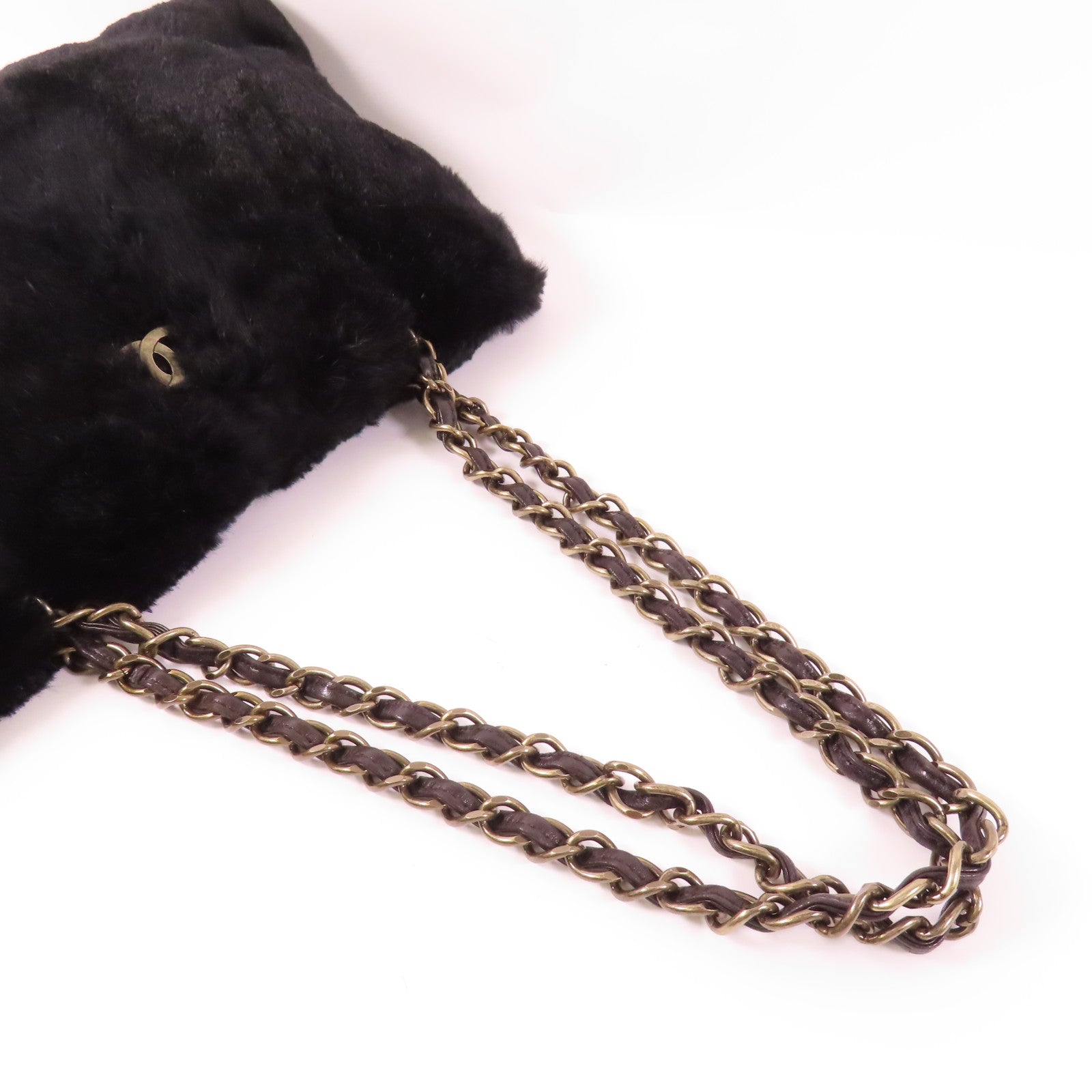 CHANEL 【激減優惠】兔毛Shoulder Bag鏈帶肩背袋