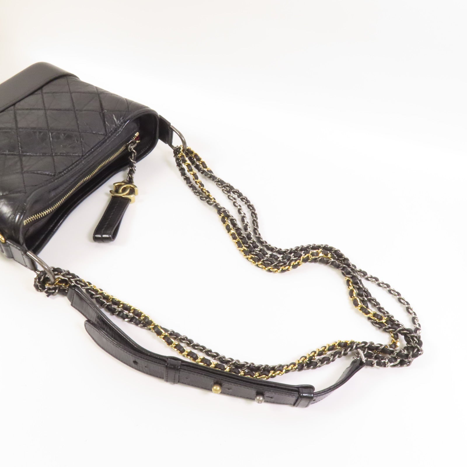 CHANEL 牛皮皮革Gabrielle Small金扣鏈帶肩背袋