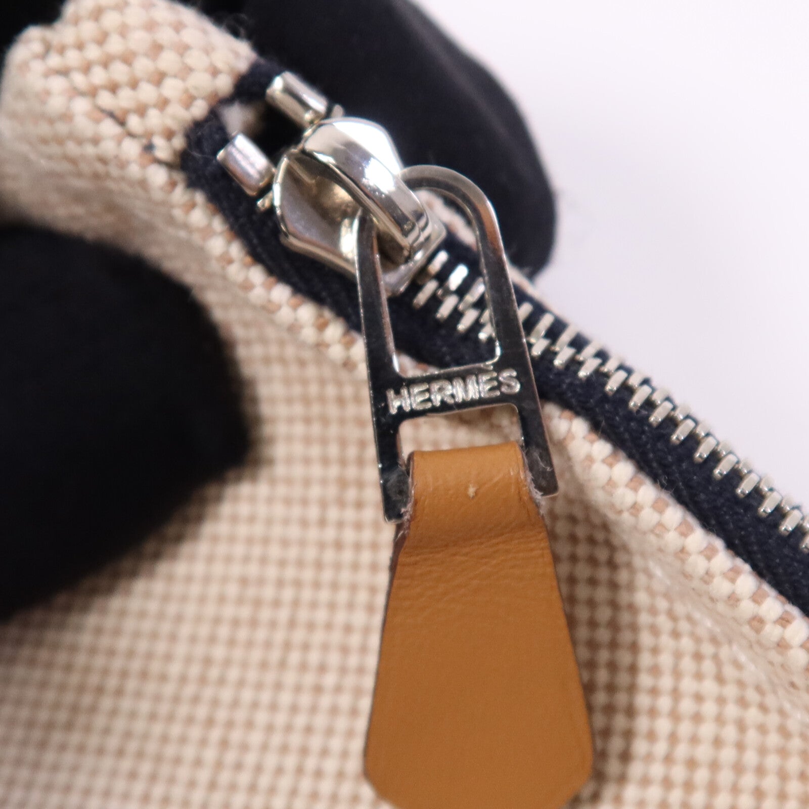 HERMES 棉質Trousse Flat Pouch銀扣手拿包