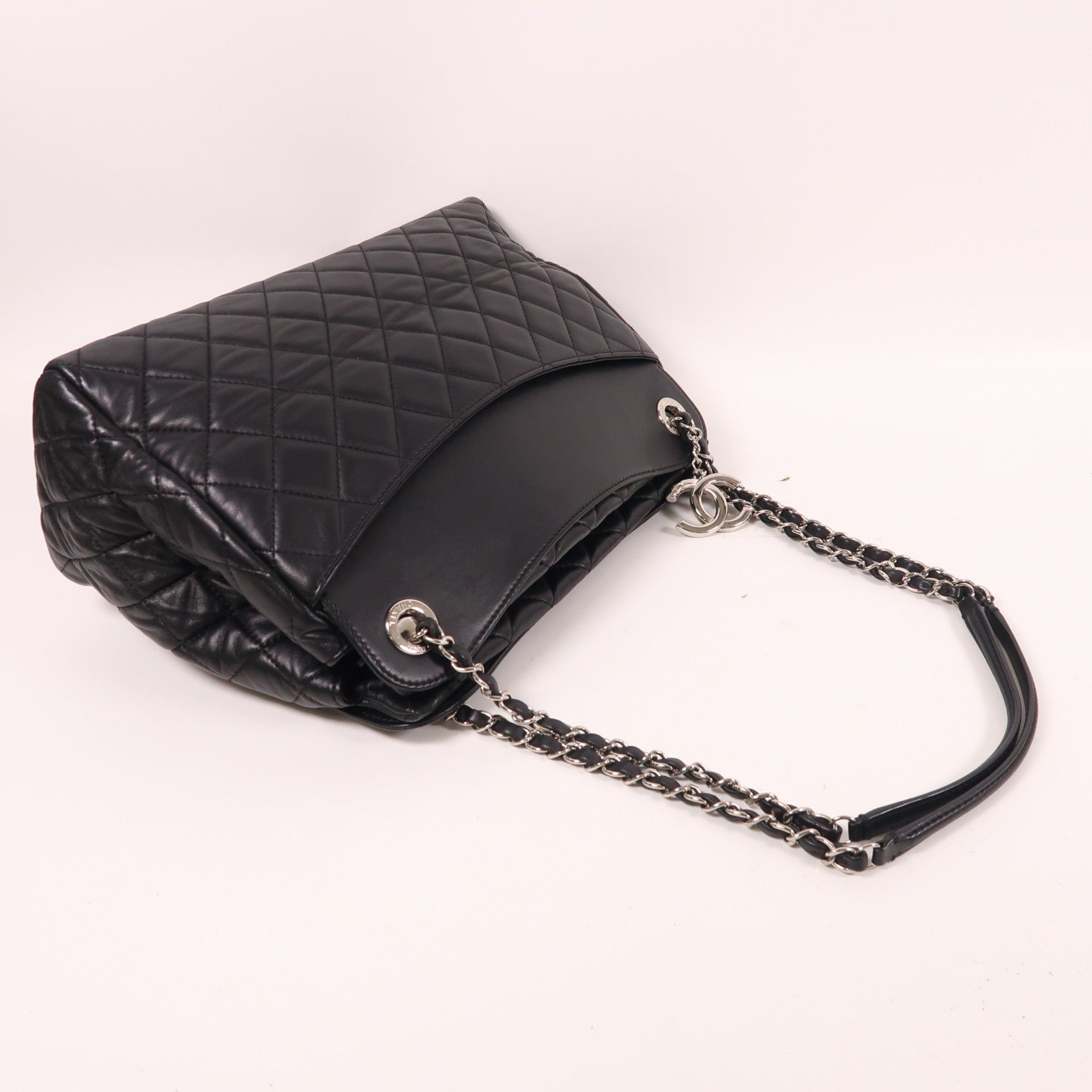 CHANEL 【激減優惠】羊皮皮革Shoulder Tote銀扣鏈帶肩背袋