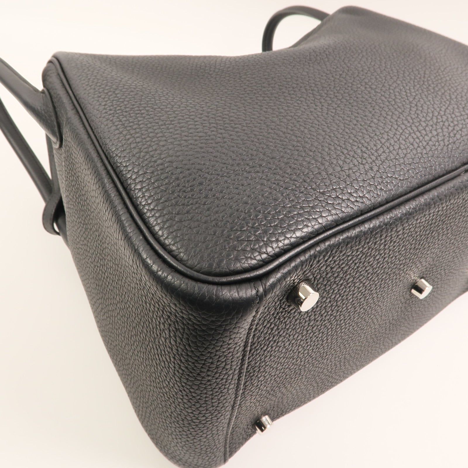 HERMES Clemence皮革Lindy 30銀扣手挽肩背兩用袋Noir