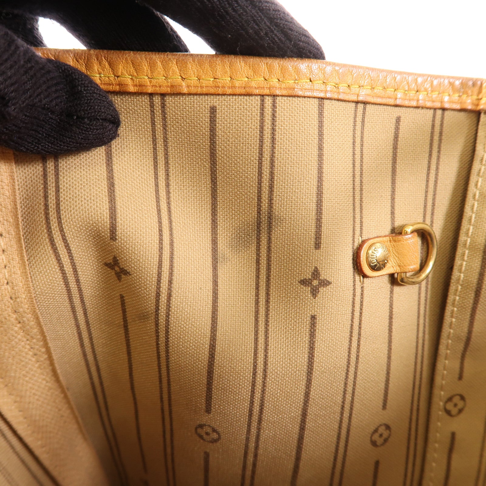 LOUIS VUITTON Monogram Neverfull GM金扣手挽袋棕色