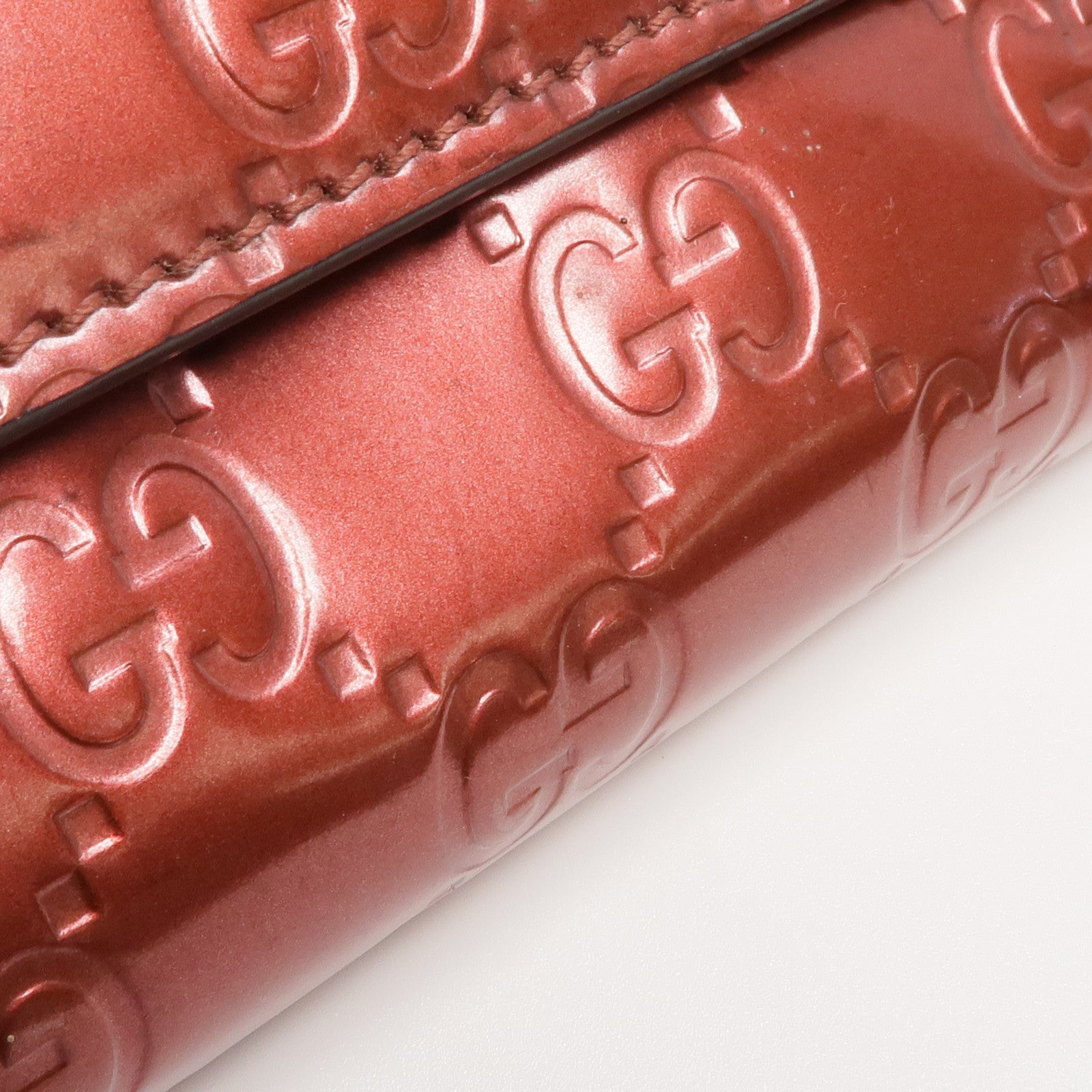 GUCCI 漆皮皮革Lovely Heart Continental Wallet金扣長錢包