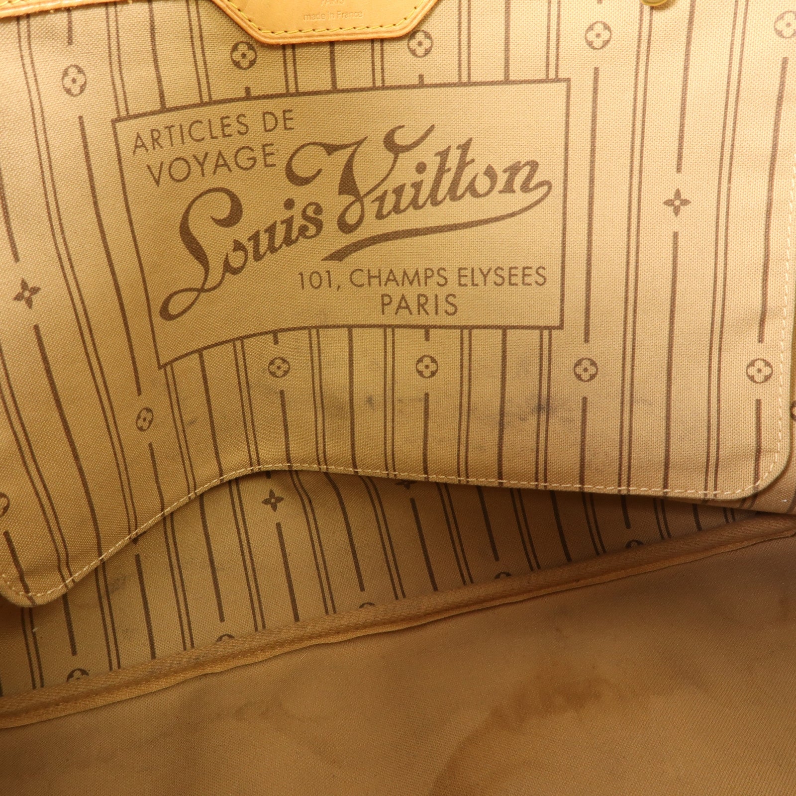LOUIS VUITTON Monogram Neverfull GM金扣手挽袋棕色