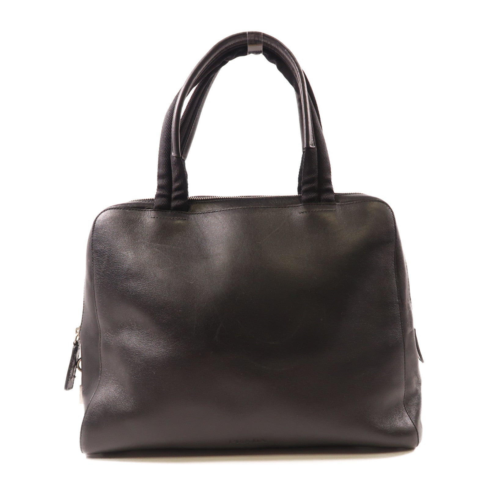 PRADA 牛皮皮革Vitello City銀扣手挽袋黑色