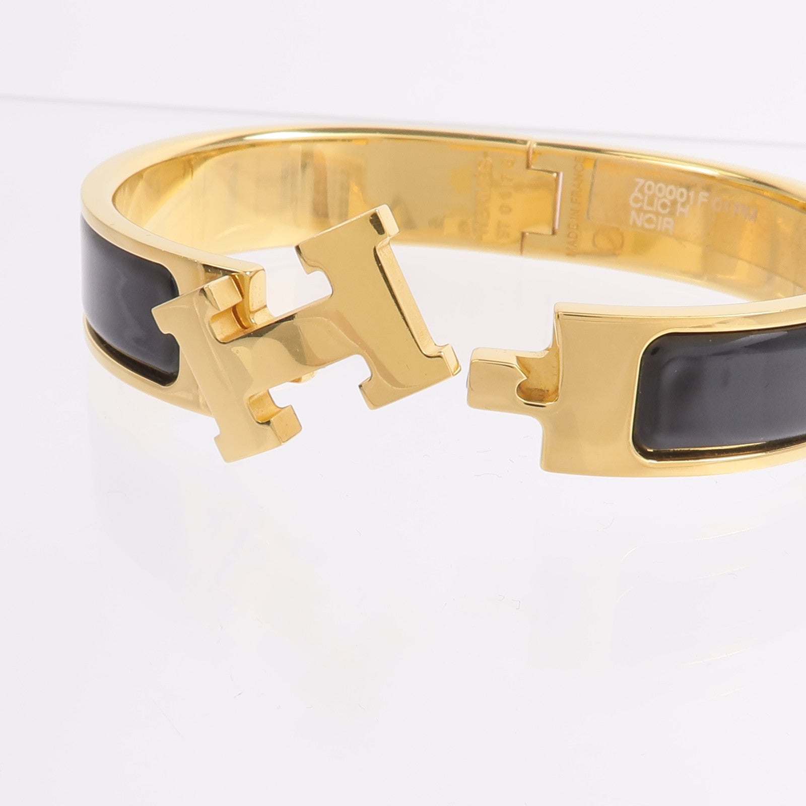 HERMES 金屬/琺瑯Clic H Bracelet手鐲Noir