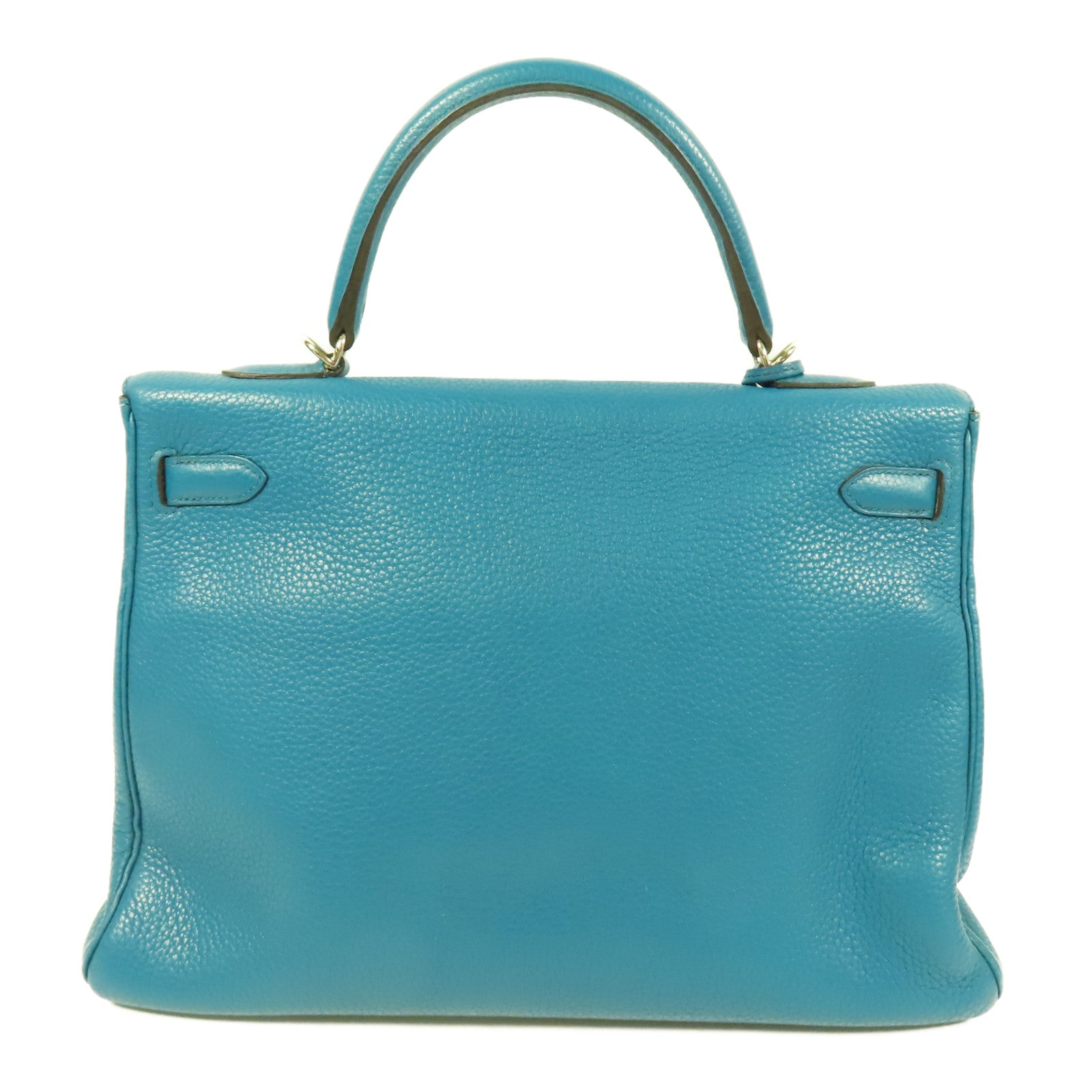HERMES Togo皮革Kelly 35銀扣手挽肩背兩用袋Blue Turquoise