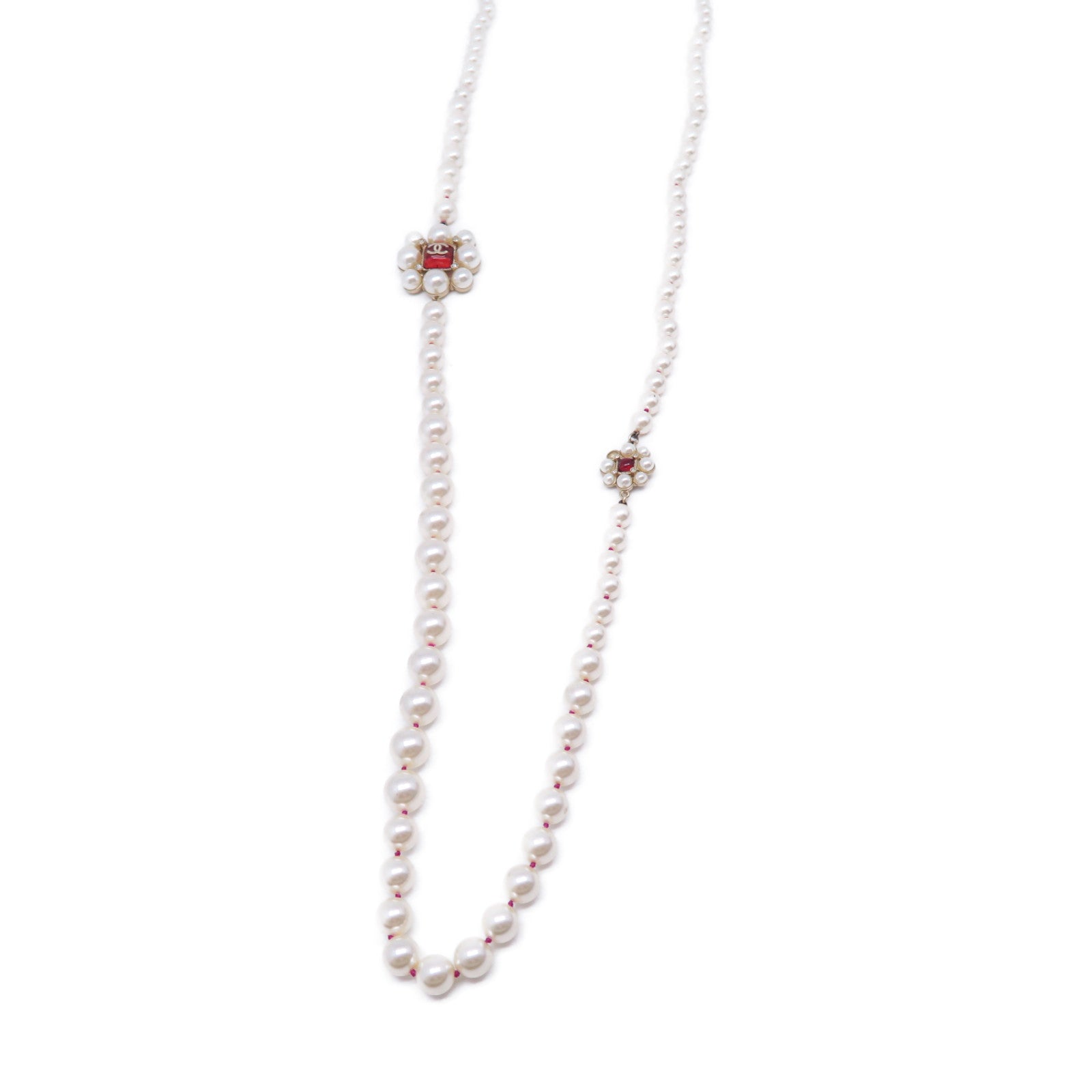 CHANEL 【激減優惠】金屬Necklace項鍊金色/紅色