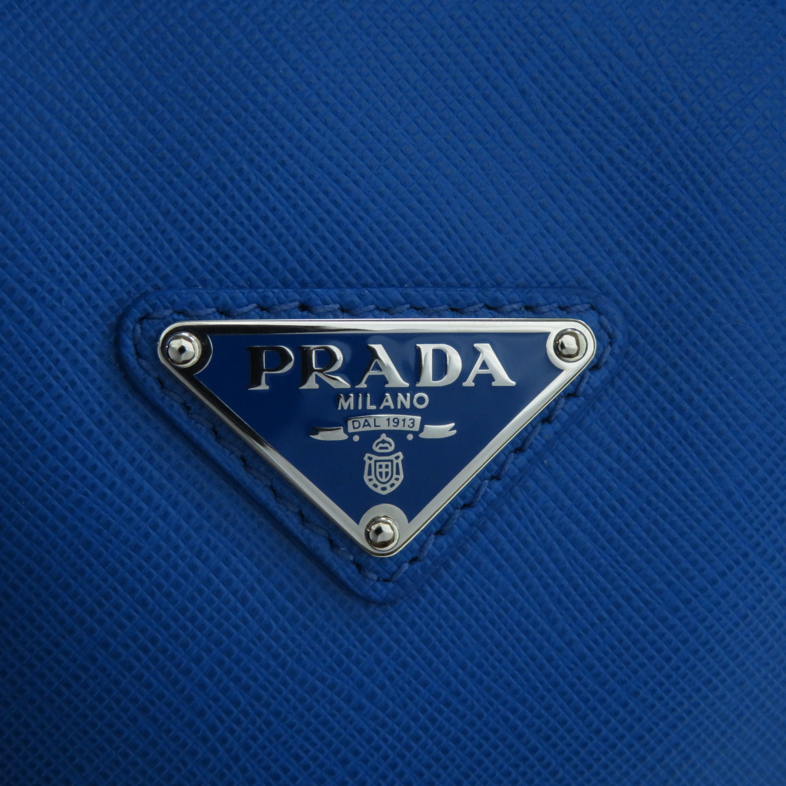 PRADA 【激減優惠】Saffiano皮革Business Bag銀扣公事包藍色