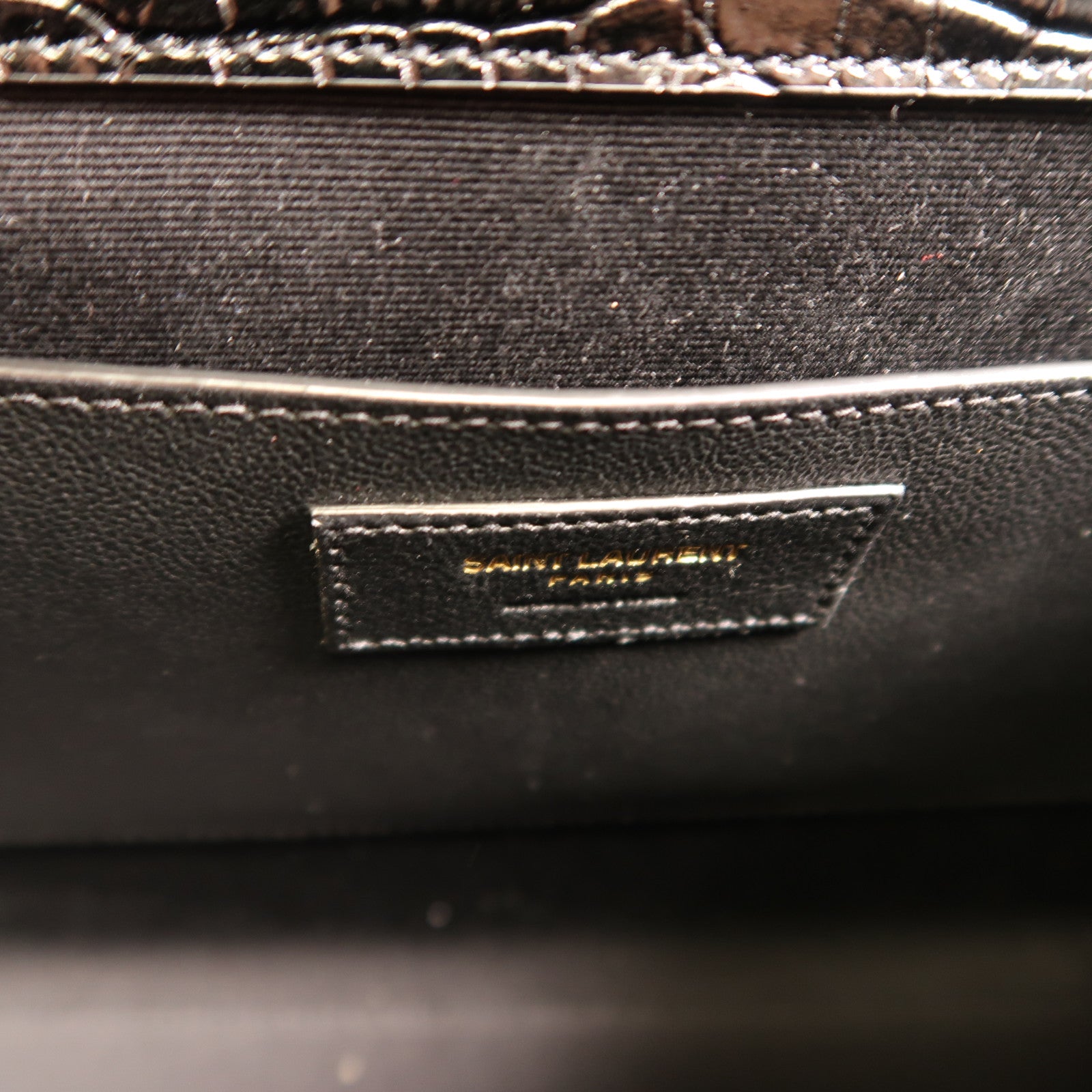 SAINT LAURENT 鱷魚皮革Manhattan In Box金扣肩背袋