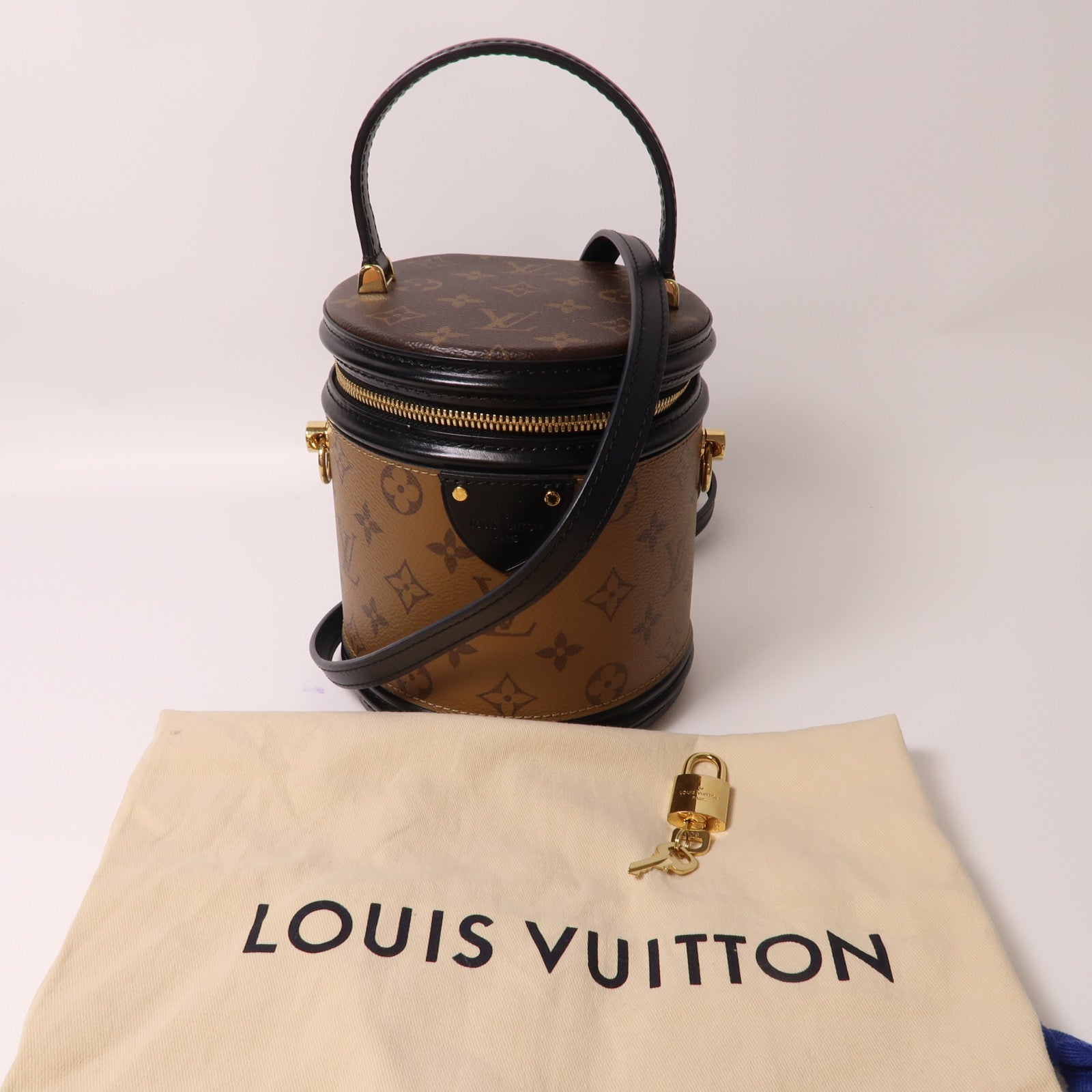 LOUIS VUITTON 【激減優惠】Monogram Reverse Cannes金扣手挽肩背兩用袋啡色
