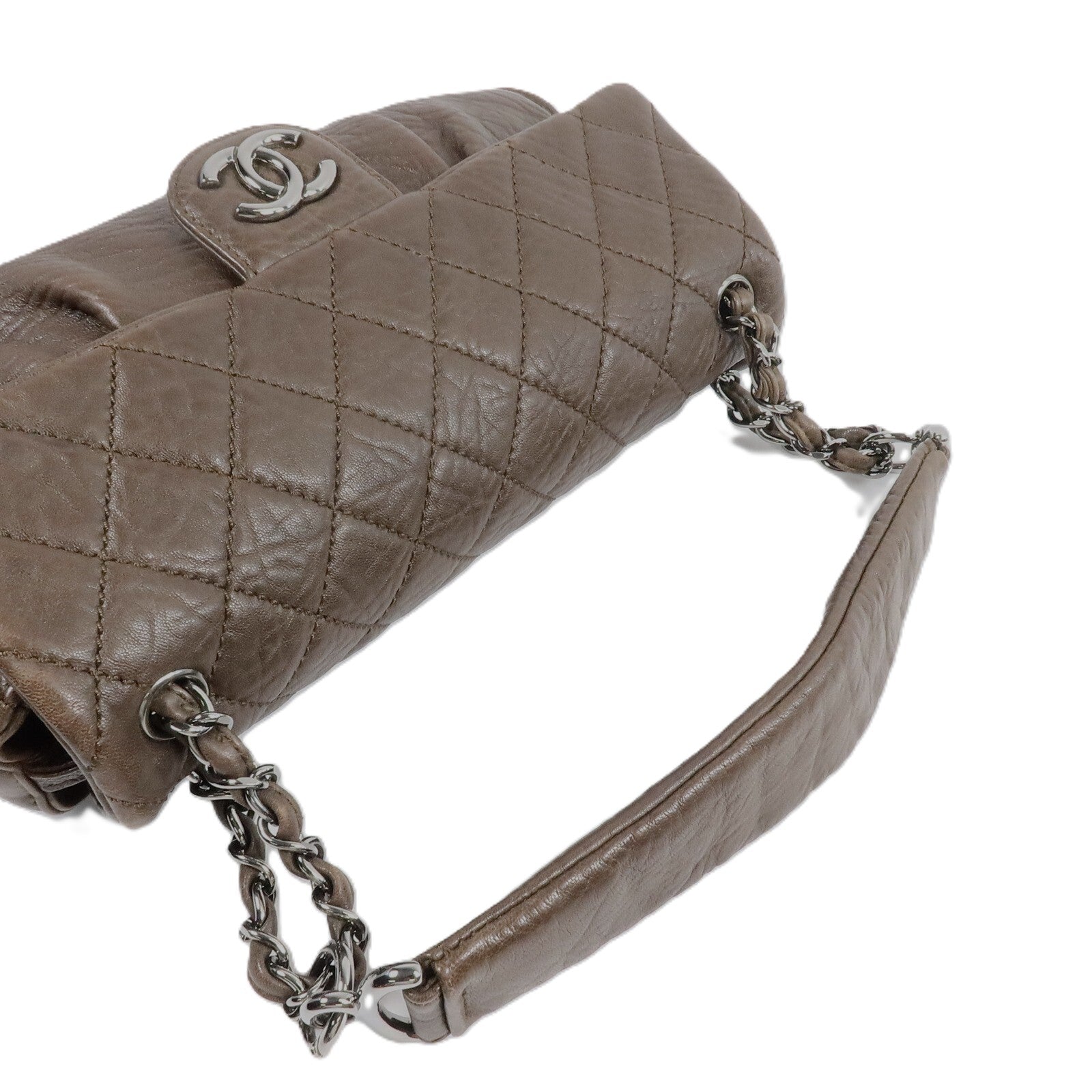 CHANEL 牛皮皮革Shoulder Bag銀扣鏈帶肩背袋