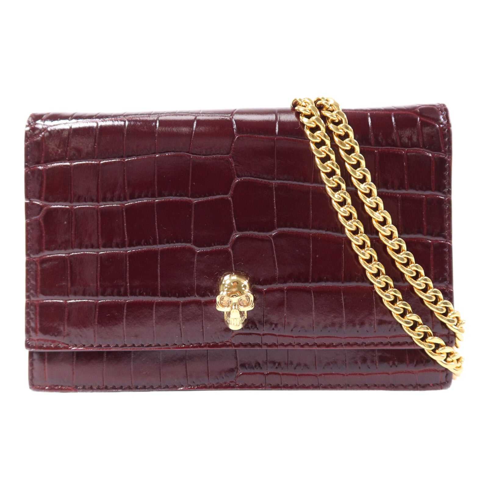 McQ by Alexander McQueen 牛皮皮革Alexander McQueen Wallet On Chain金扣鏈帶肩背袋
