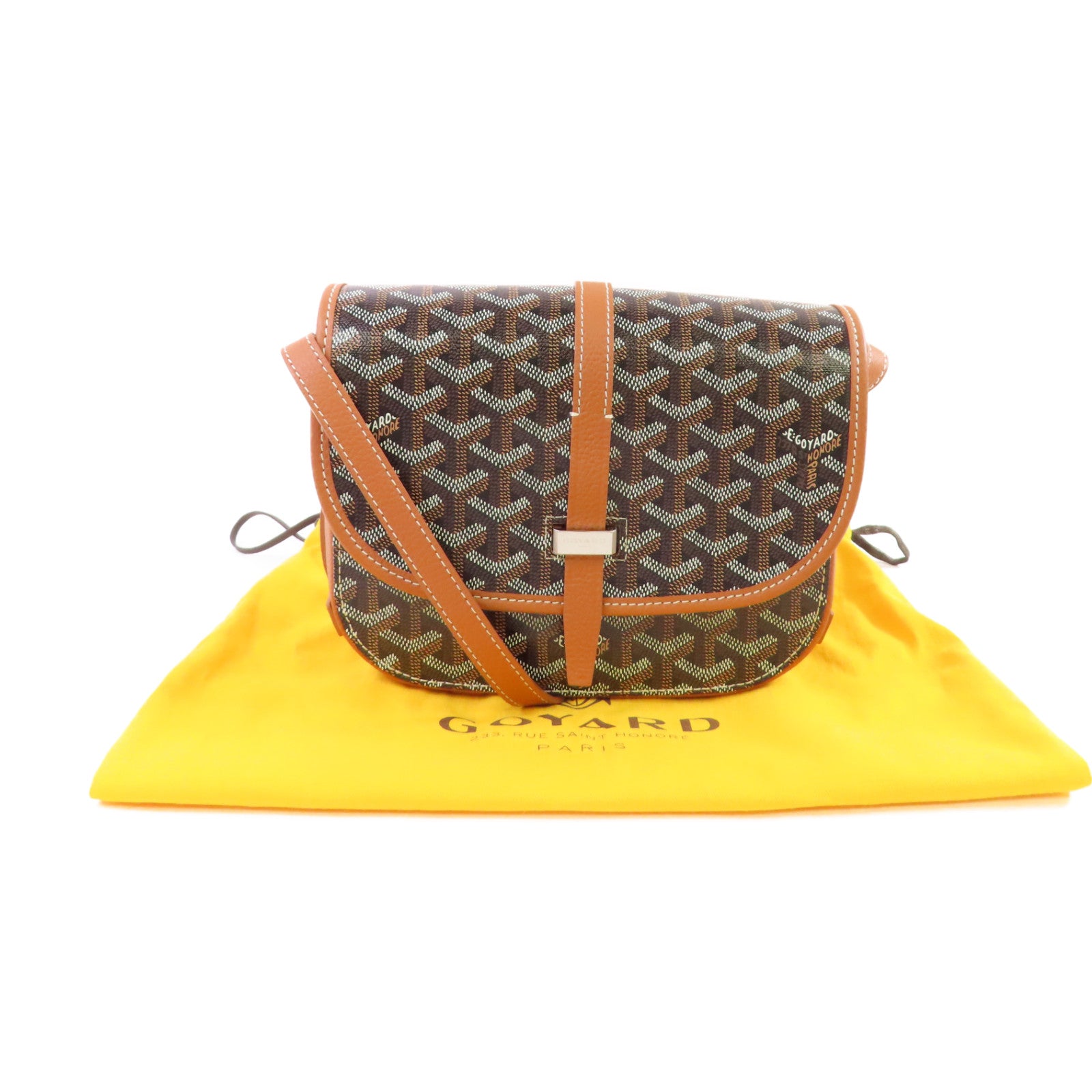 GOYARD 塗層帆布Belvedere PM Shoulder Bag銀扣肩背袋啡色/黑色