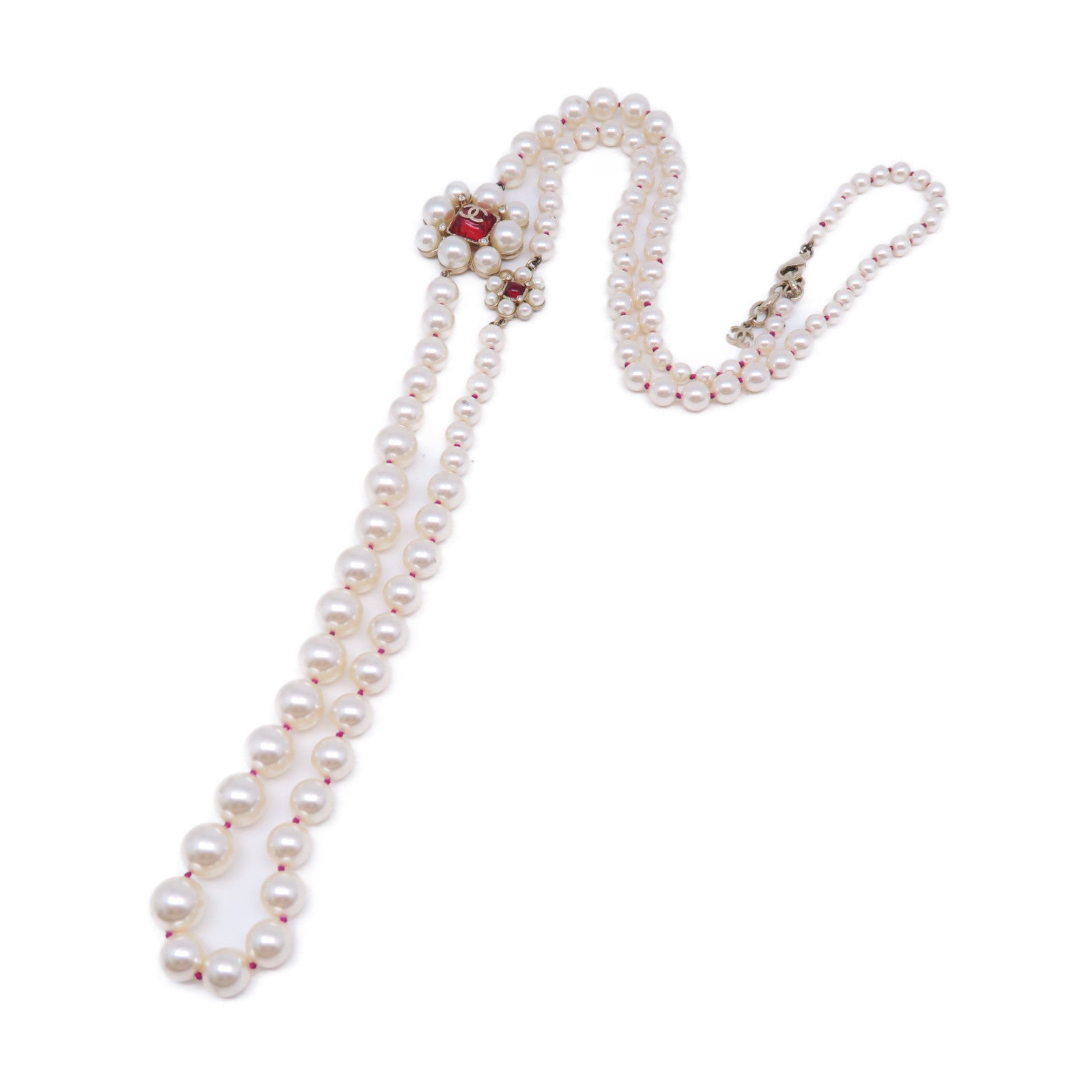 CHANEL 【激減優惠】金屬Necklace項鍊金色/紅色