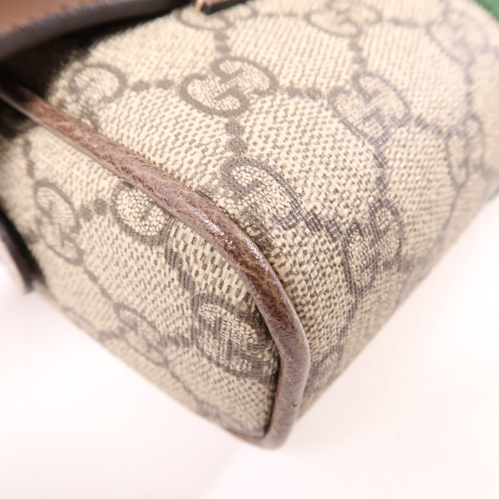 GUCCI 塗層帆布Ophidia GG金扣腰包棕色