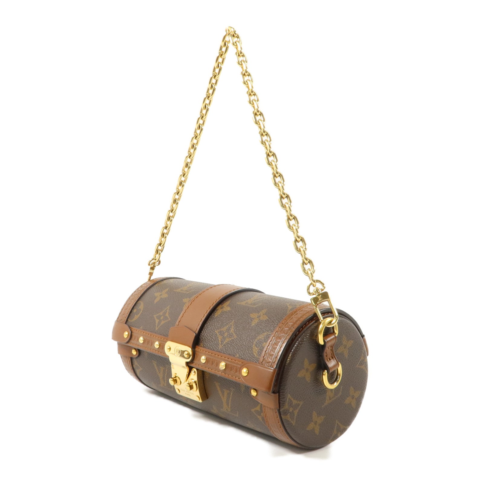 LOUIS VUITTON Monogram Papillon Trunk金扣手挽肩背兩用袋棕色