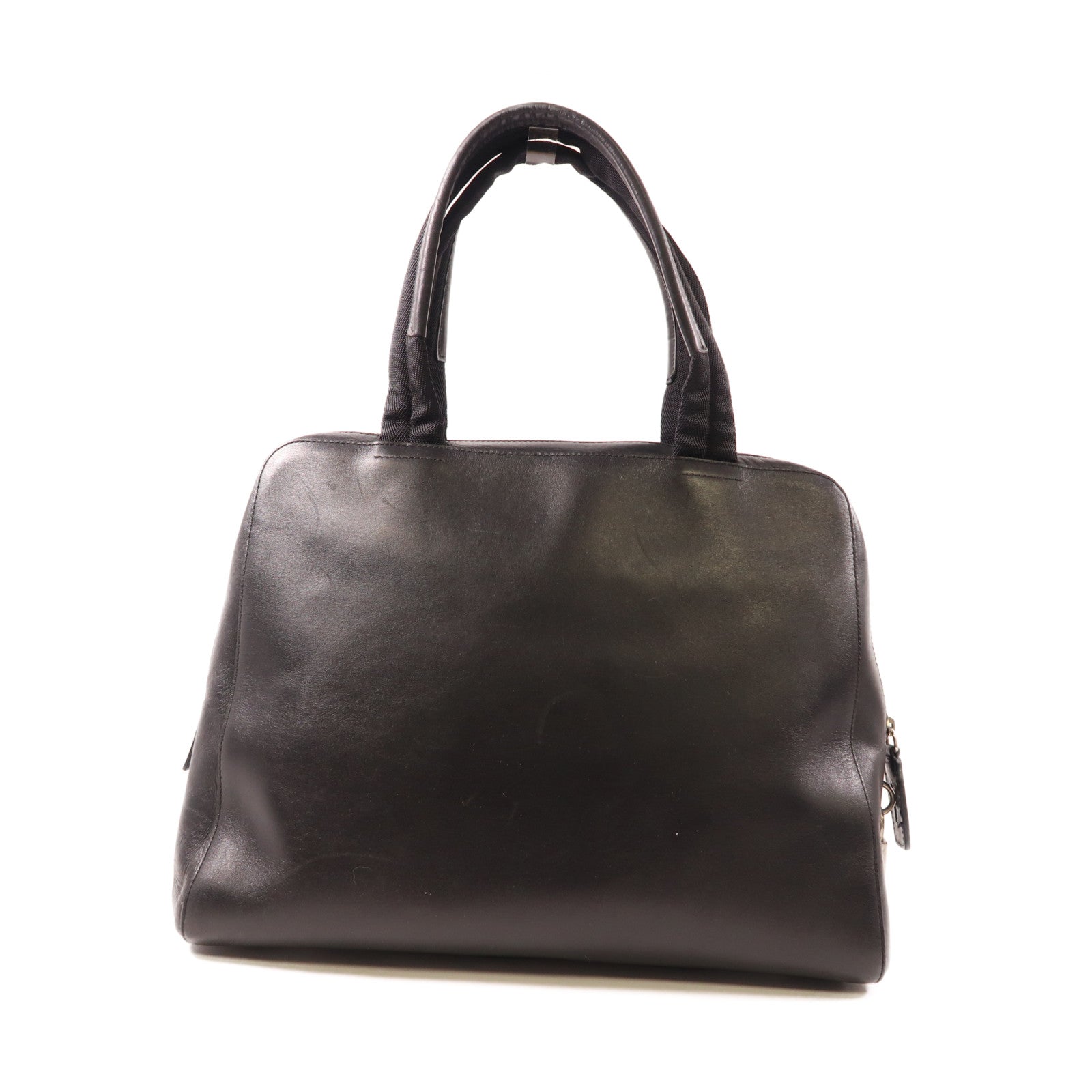 PRADA 牛皮皮革Vitello City銀扣手挽袋黑色